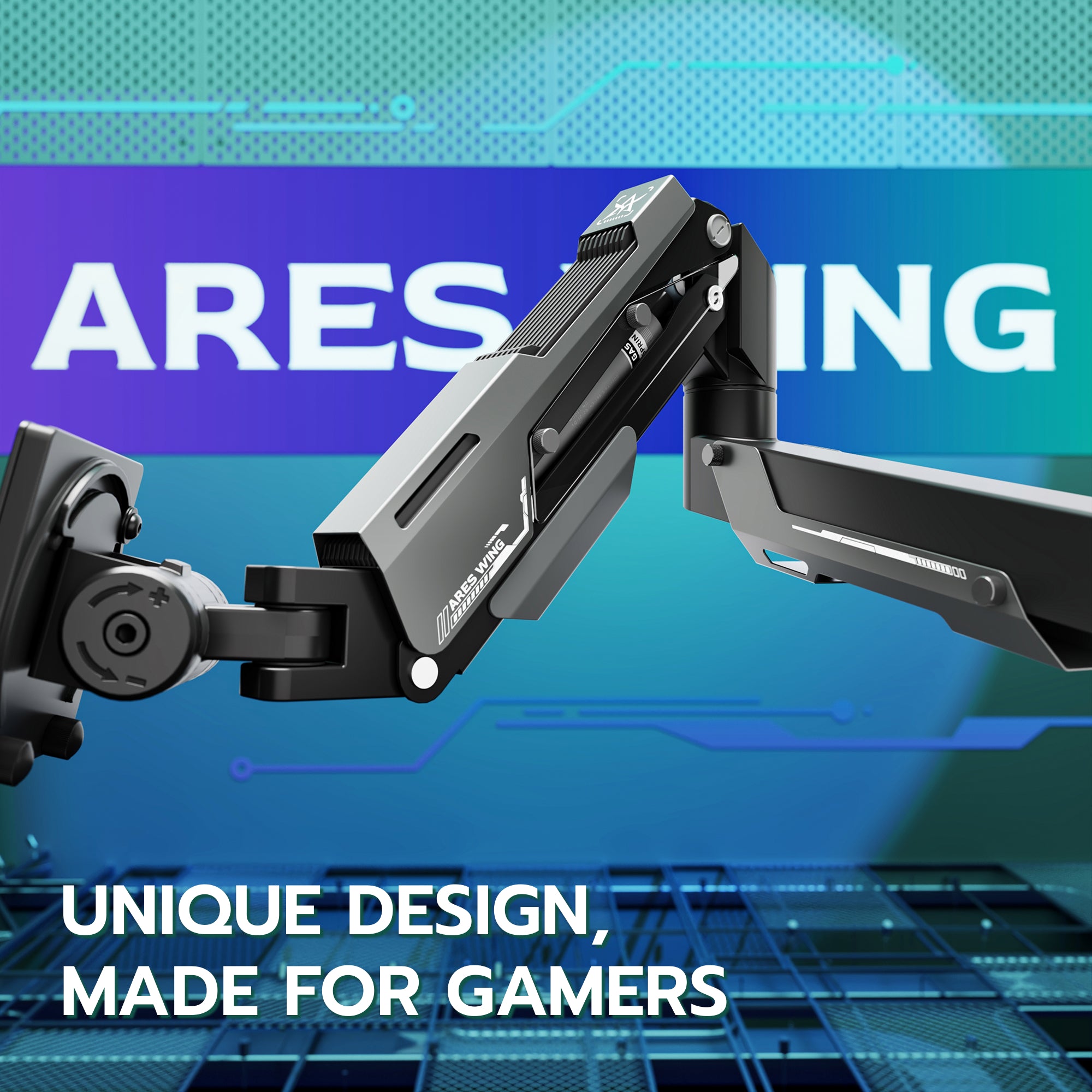 Heavy Duty Gas Spring Dual Monitor Mount ARES WING