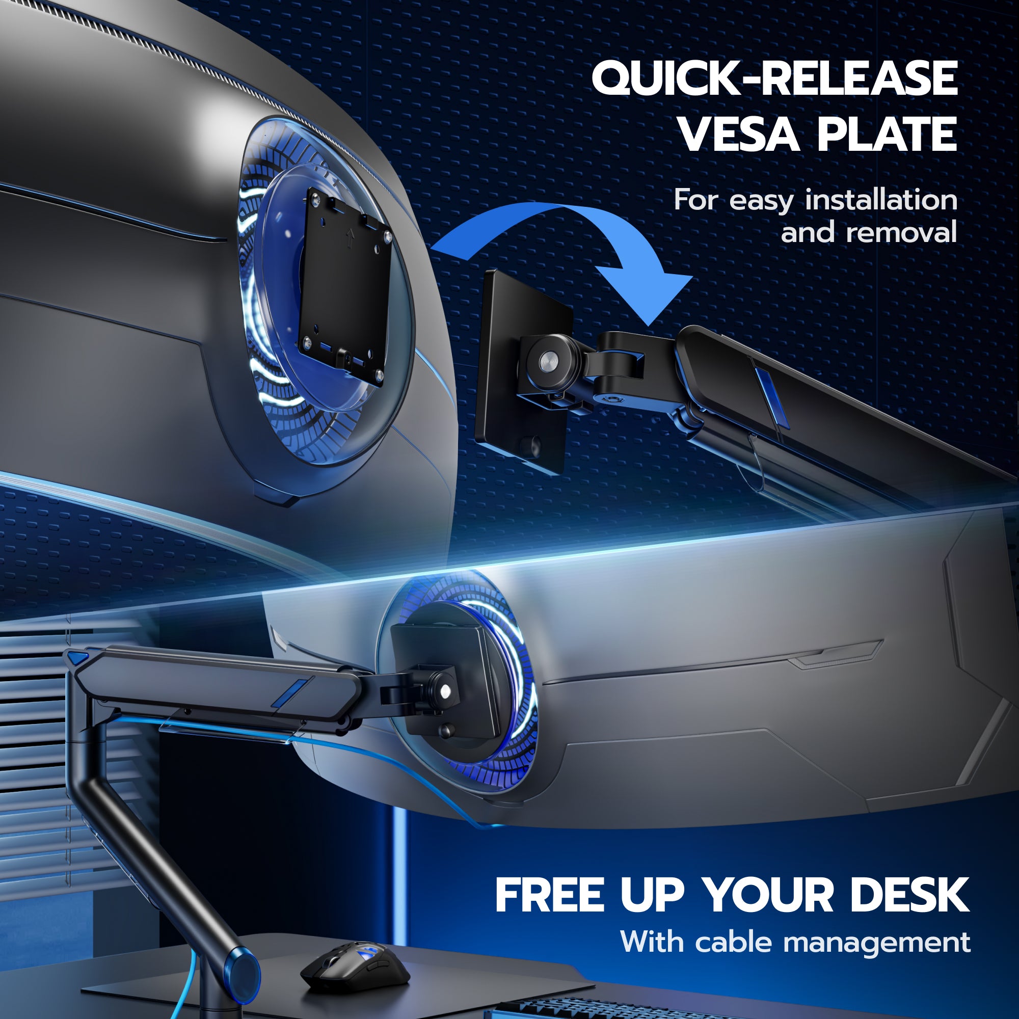 Ultrawide Single Monitor Arm , Black ARES WING
