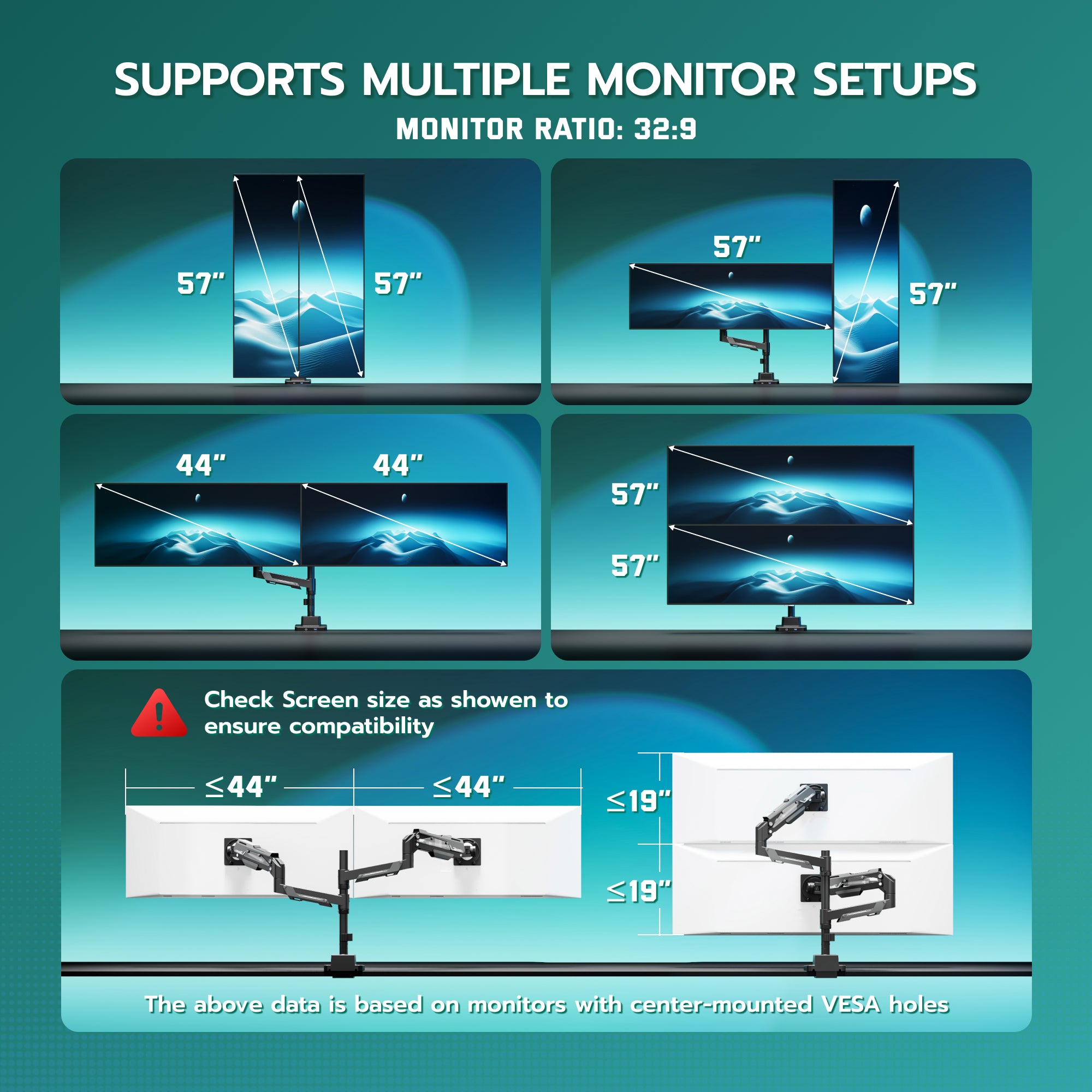 Heavy Duty Gas Spring Dual Monitor Mount ARES WING