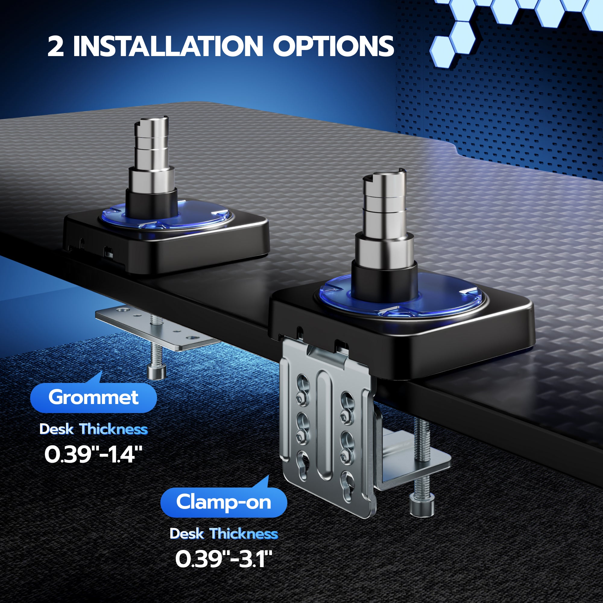 Single Monitor Mount with USB Ports-Black ARES WING