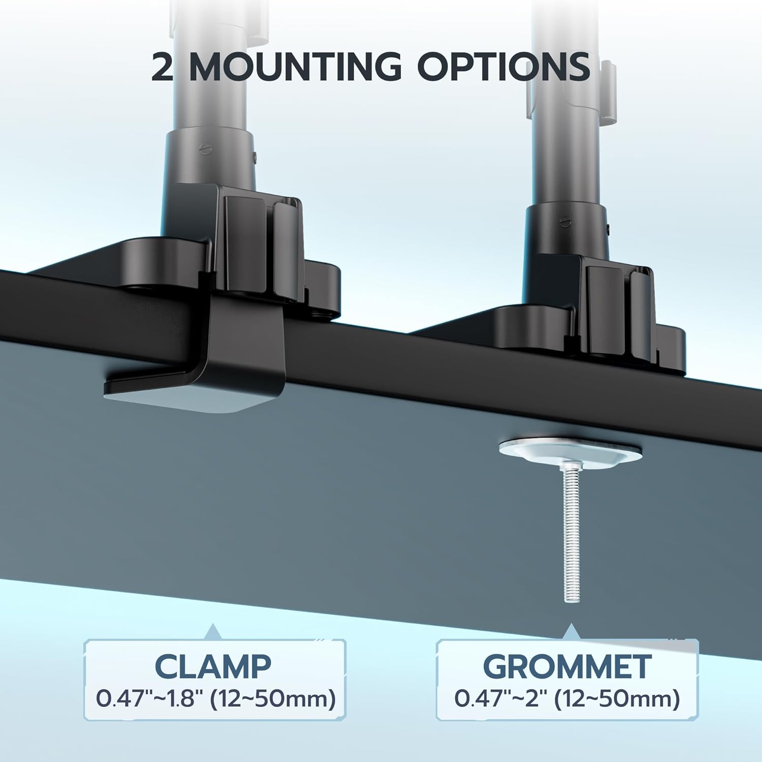 ARES WING Dual Monitor Mount for 17-49 Inch Ultrawide Heavy Duty Curved Screen, Computer Monitor Arm Desk Mount, Gas Spring Adjustable Vesa Stand, Black