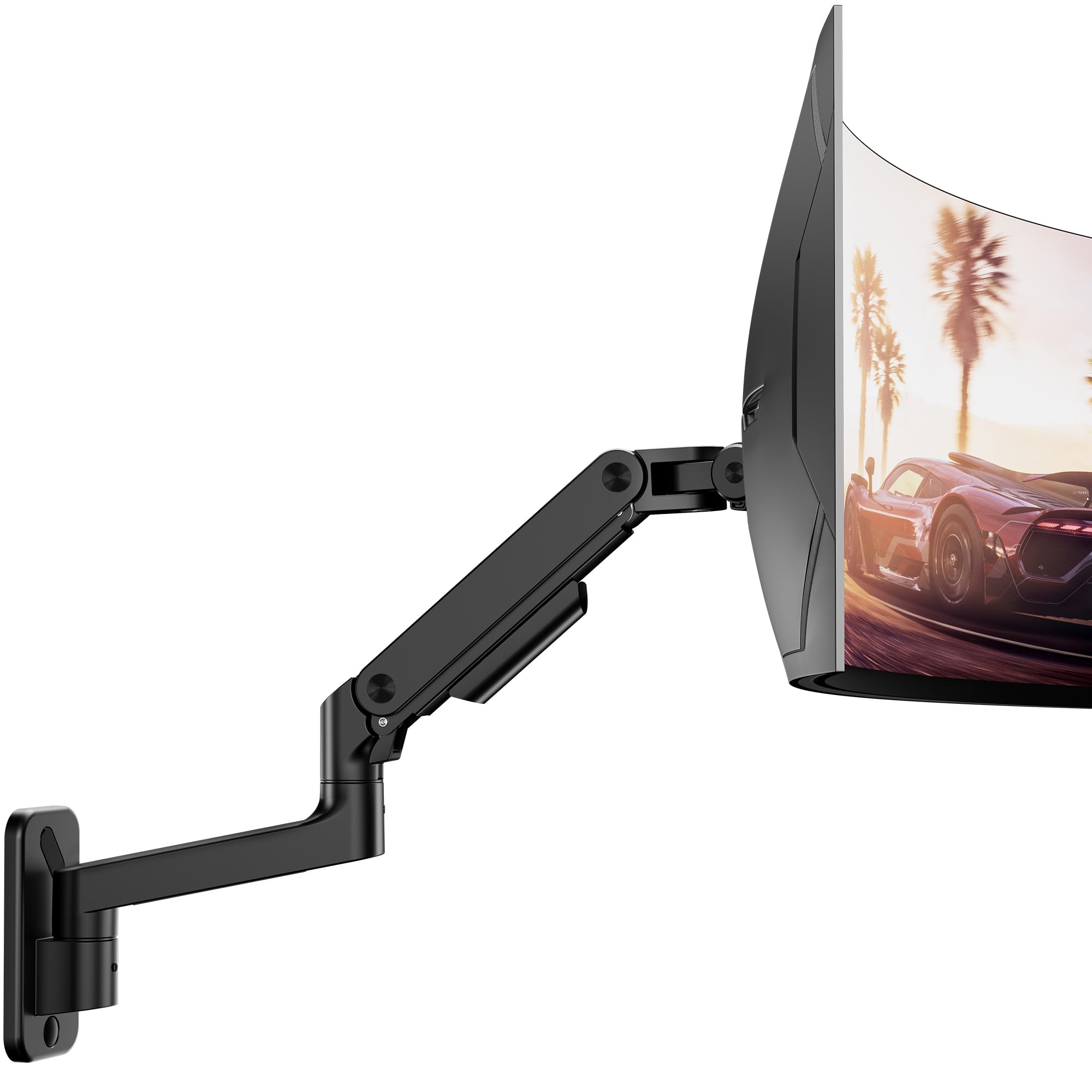ARES WING Dual Monitor Wall Mount for 17-49 Inch Ultrawide Screens, Heavy Duty Wall Mount Monitor Arm Holds 44 lbs Each, Fully Adjustable Gas Spring Monitor Arm, 75x75/100x100 VESA Mount, Black