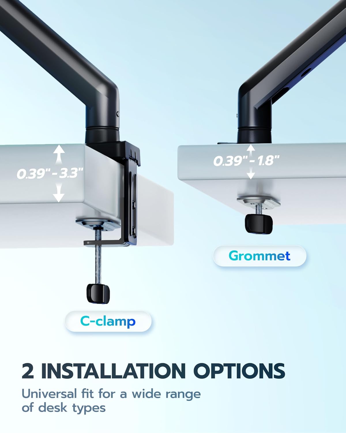 ARES WING Heavy Duty Single Monitor Arm - Fully Adjustable Monitor Mount for 17