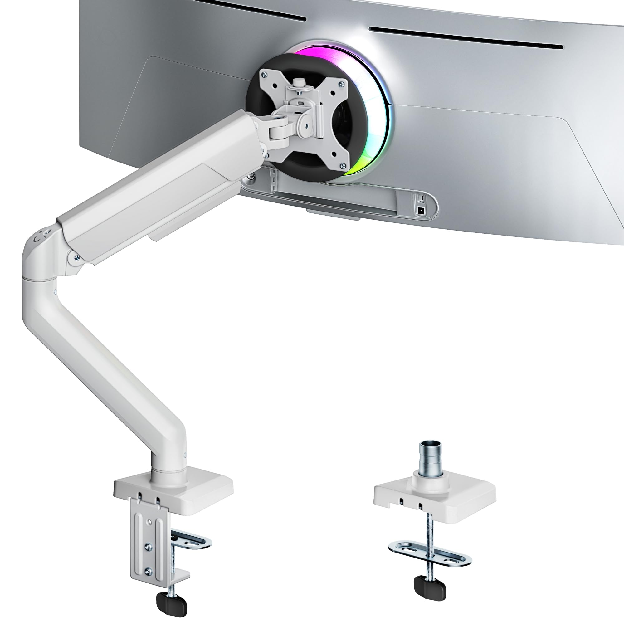 ARES WING Heavy Duty Single Monitor Arm - Fully Adjustable Monitor Mount for 17"-40" Ultrawide Screens up to 26.4 lbs with Clamp/Grommet Desk Mount, 75/100 Vesa Mount, Black