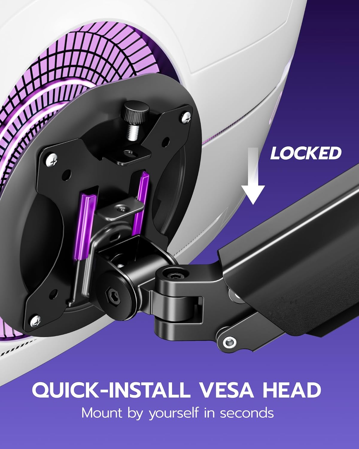 ARES WING Single Monitor Mount - Ultrawide Monitor Arm for 17 to 40 Inch Heavy Duty Curved Screen up to 26.4 lbs with Clamp/Grommet Desk Mount, 75/100 Vesa Mount, Black