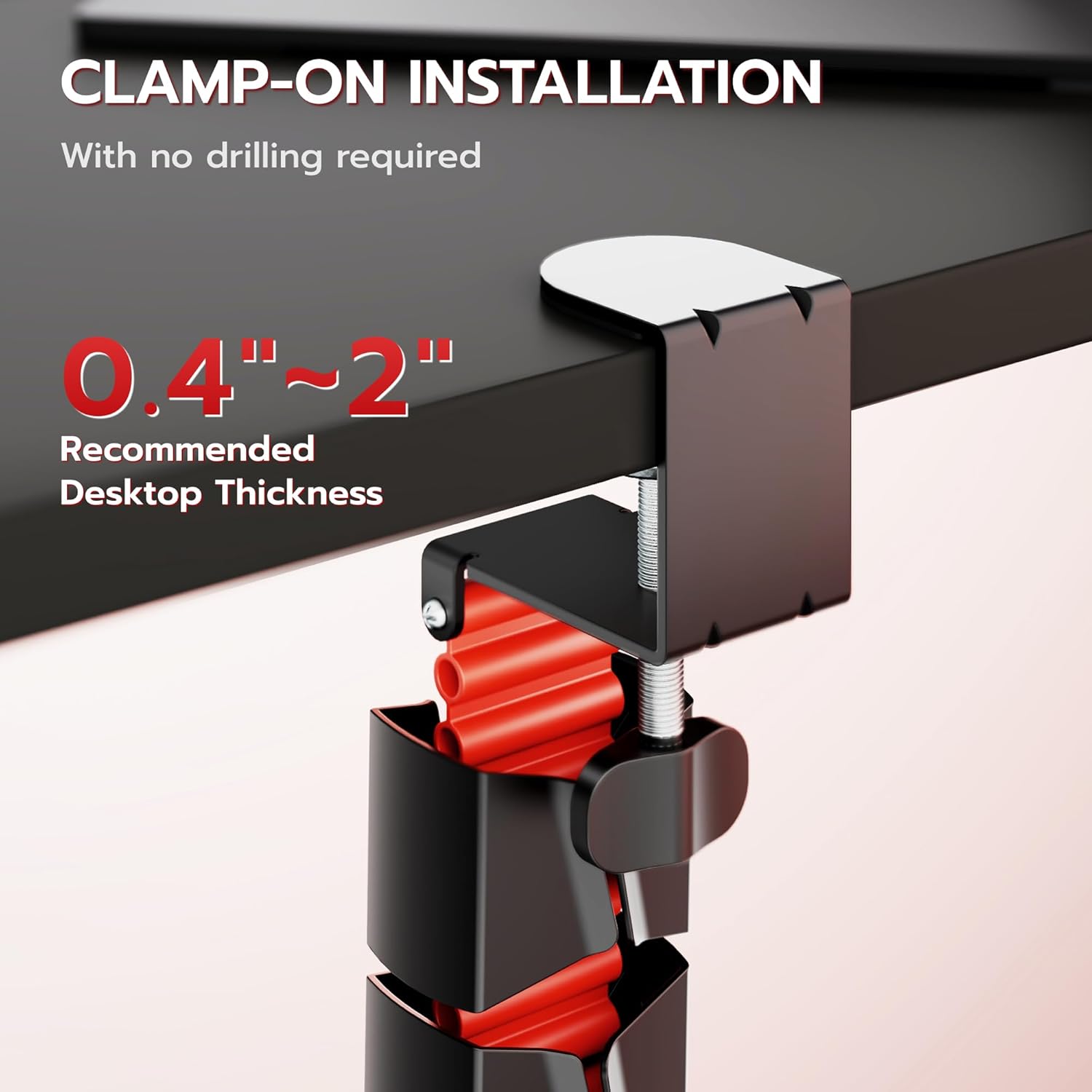 ARES WING Under Desk Cable Management Spine, Clamp On Vertebrae Cable Management for Standing Desk, Length Adjustable Cord Organizer with 20 Modular Vertebrae for Office and Gaming Desks, Red