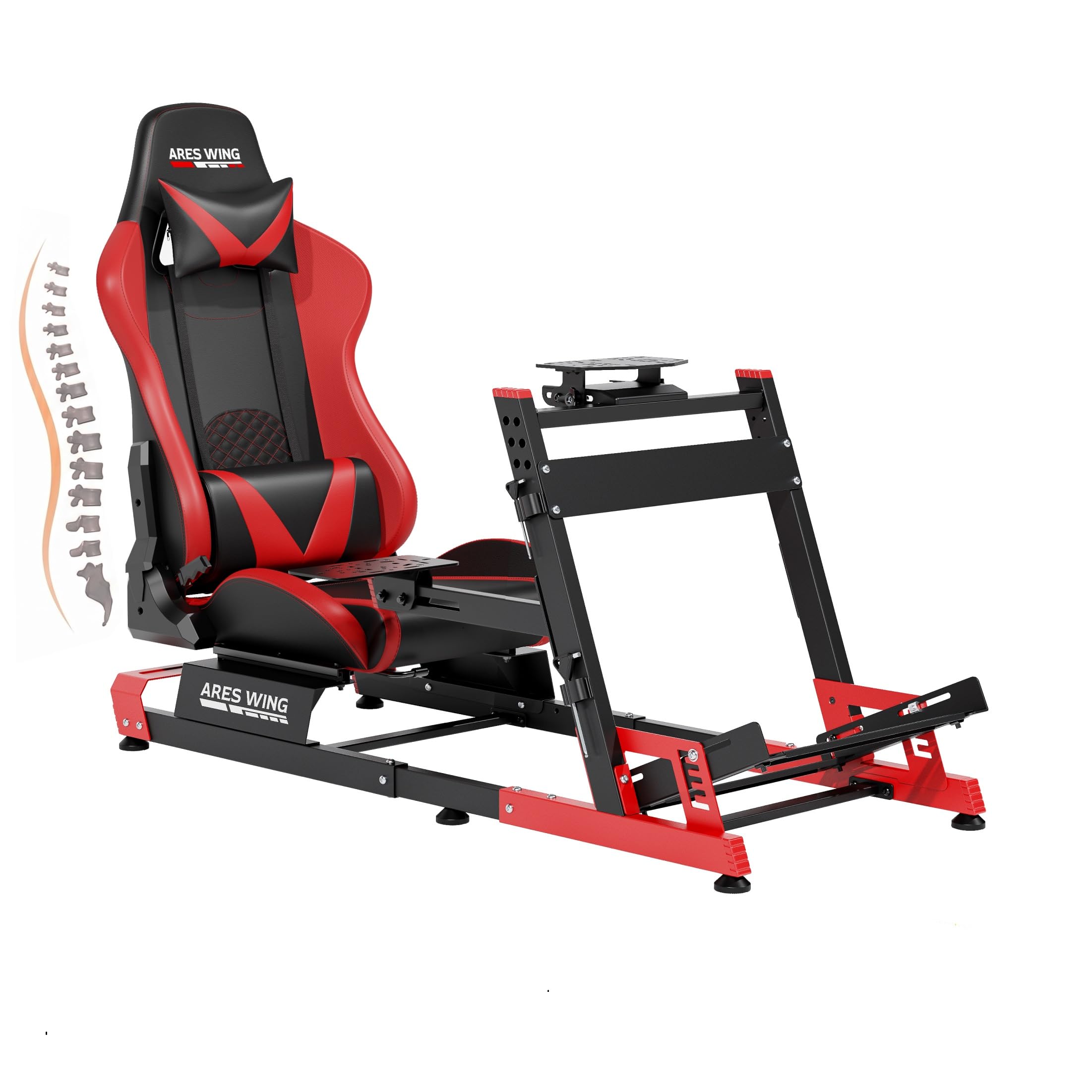 ARES WING Sim Racing Cockpit with Seat, Adjustable Driving Simulator Cockpit with Headrest & Lumbar Support, Sim Racing Rig for 16Nm Direct Drive Compatible with PC, PS5 and Xbox, Blue