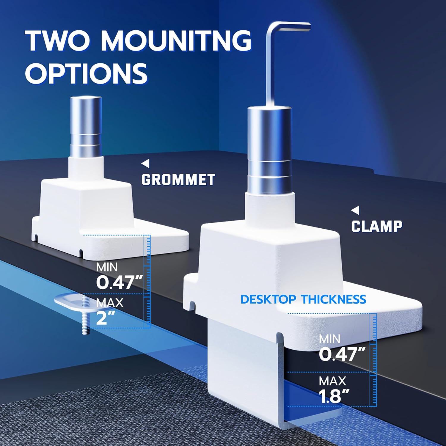 ARES WING Vertical Dual Monitor Mount - 24-57" Aluminum Heavy Duty Monitor Arms for 2 Monitors, Fully Adjustable Gas Spring Stacked Monitor Stand with 75/100/200 Vesa Mount, White