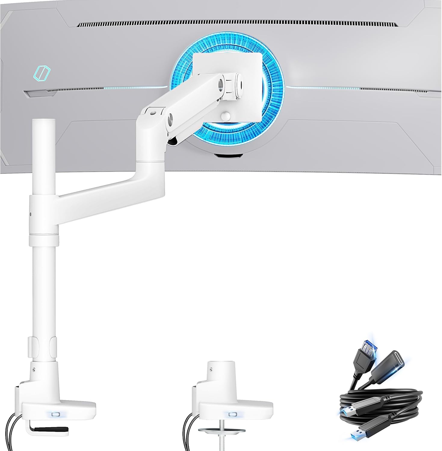 Heavy Duty Monitor Arm with USB Ports ARES WING