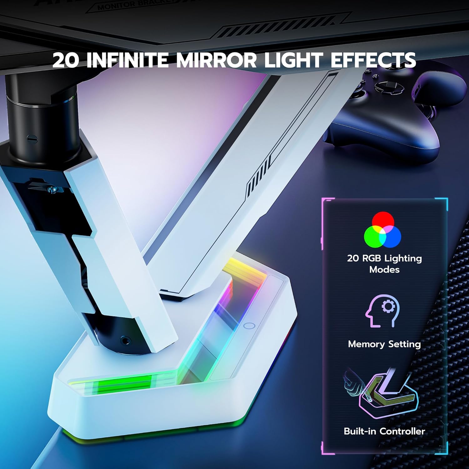 ARES WING RGB Dual Monitor Arm for 17-38