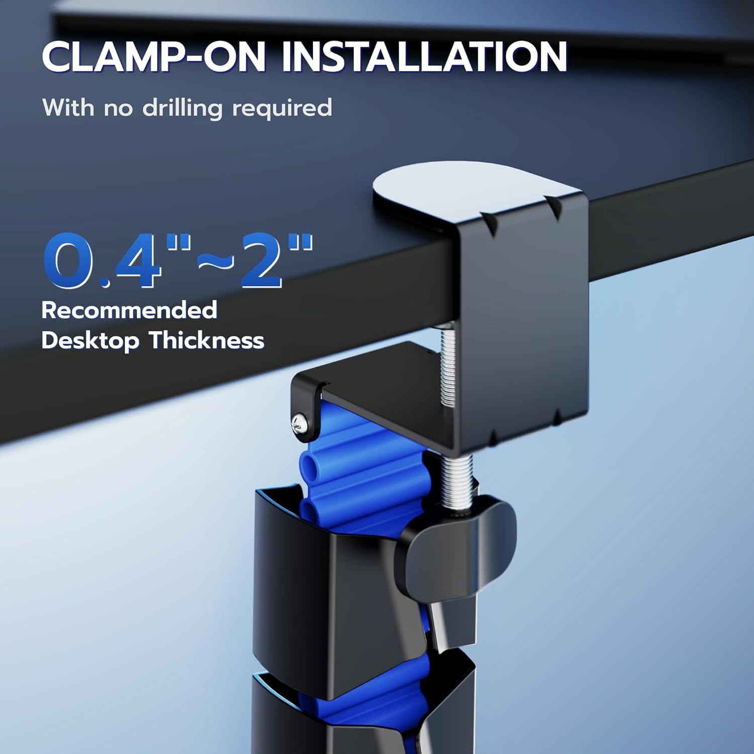 ARES WING Under Desk Cable Management Spine, Clamp On Vertebrae Cable Management for Standing Desk, Length Adjustable Cord Organizer with 20 Modular Vertebrae for Office and Gaming Desks, Blue