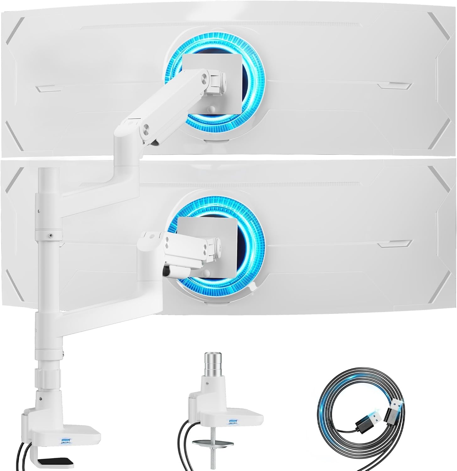 Dual Monitor Stand with USB Ports ARES WING