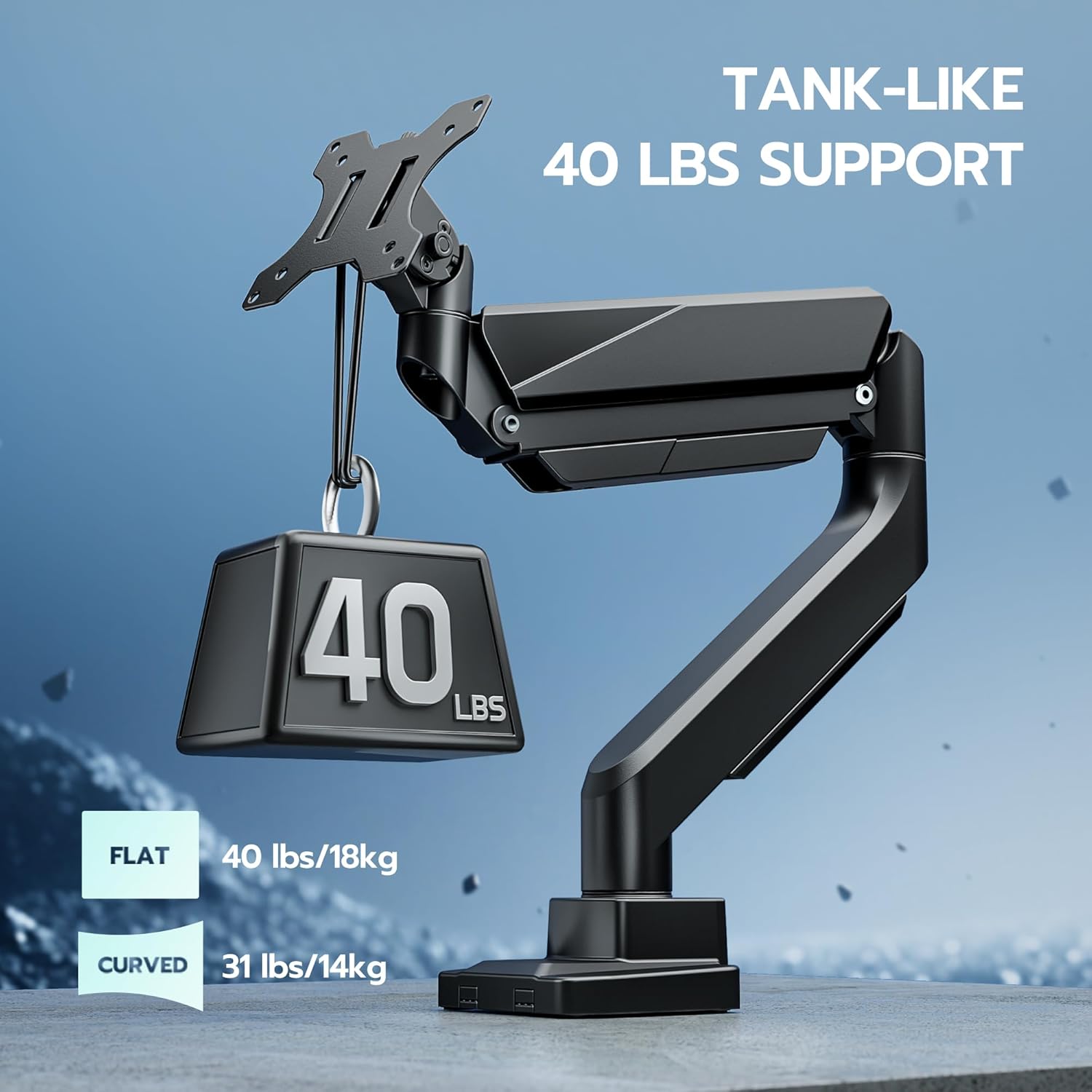 ARES WING Ultrawide Monitor Arm, Heavy Duty Single Monitor Mount for 13