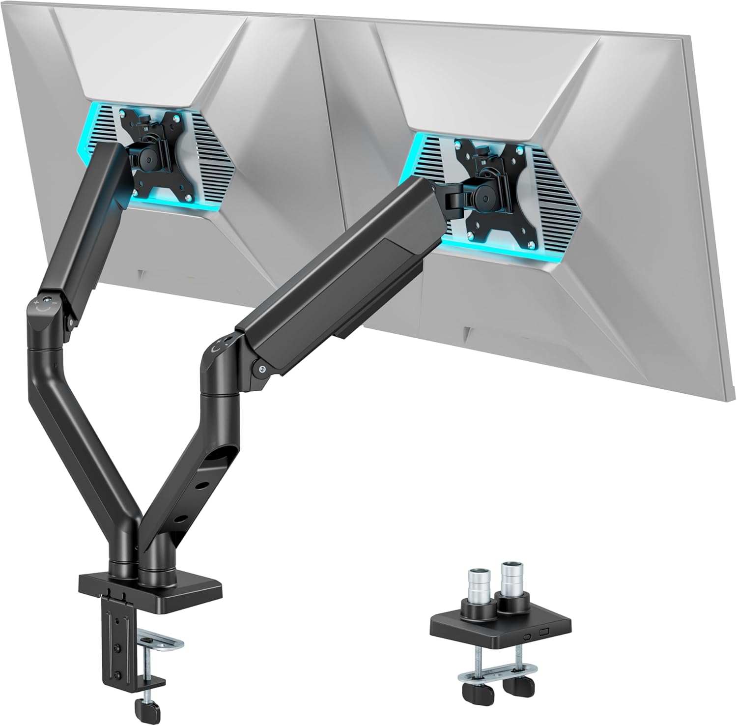 ARES WING Dual Monitor Mount, Heavy Duty Monitor Arms for 2 Monitors for 17-35 inch, Fully Adjustable Monitor Desk Stand Ultrawide Screen, VESA 75x75 or 100x100mm, Black
