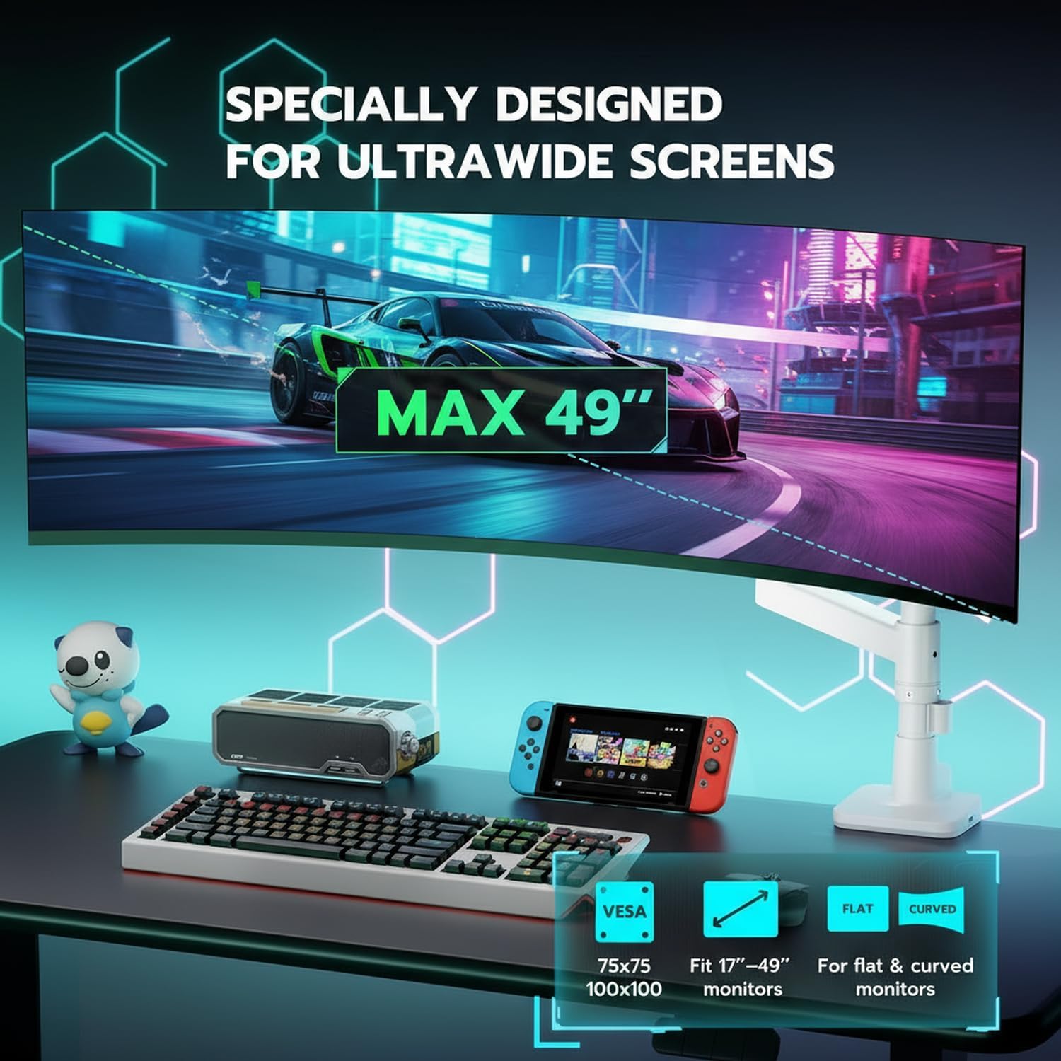 Heavy Duty Monitor Arm with USB Ports ARES WING