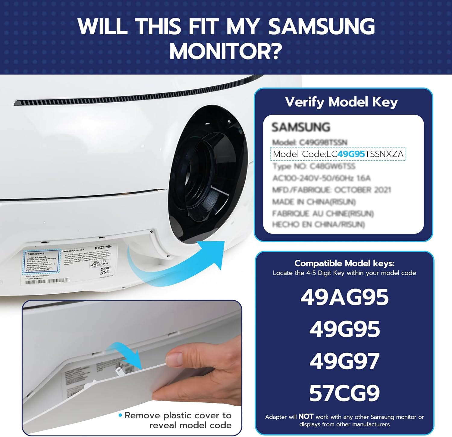 ARES WING Deep Recessed Monitor VESA Adapter Plate, Quick Attach VESA Mount Adapter for Samsung Odyssey Neo G9, G95NA, and Odyssey G9(Not Compatible with OLED Models), VESA 100x100