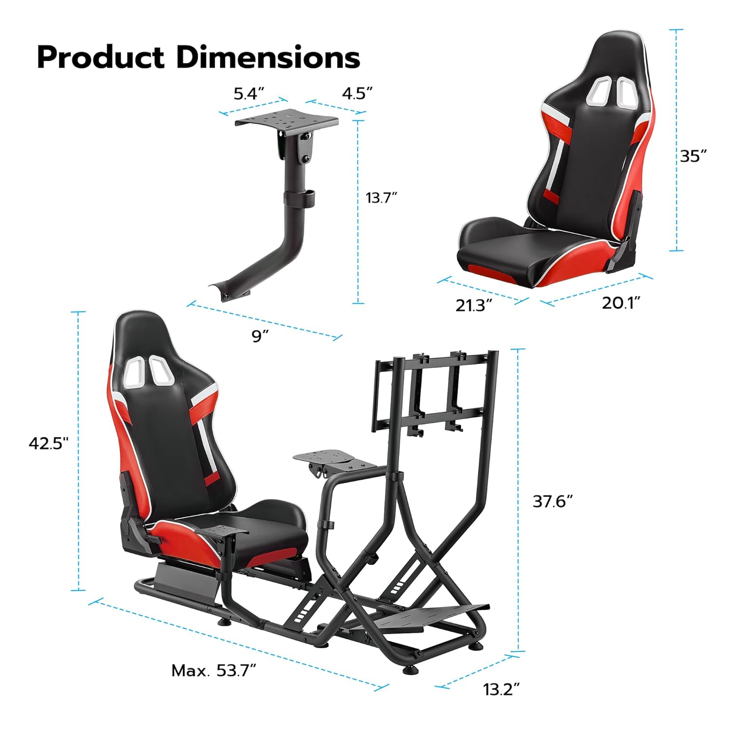 ARES WING Racing Simulator Cockpit with Monitor Mount and Seat, Formula and GT Sim Racing Cockpit Compatible with Fanatec, Thrustmaster, Logitech, Moza Racing Games on PS5, PS4, Xbox and PC