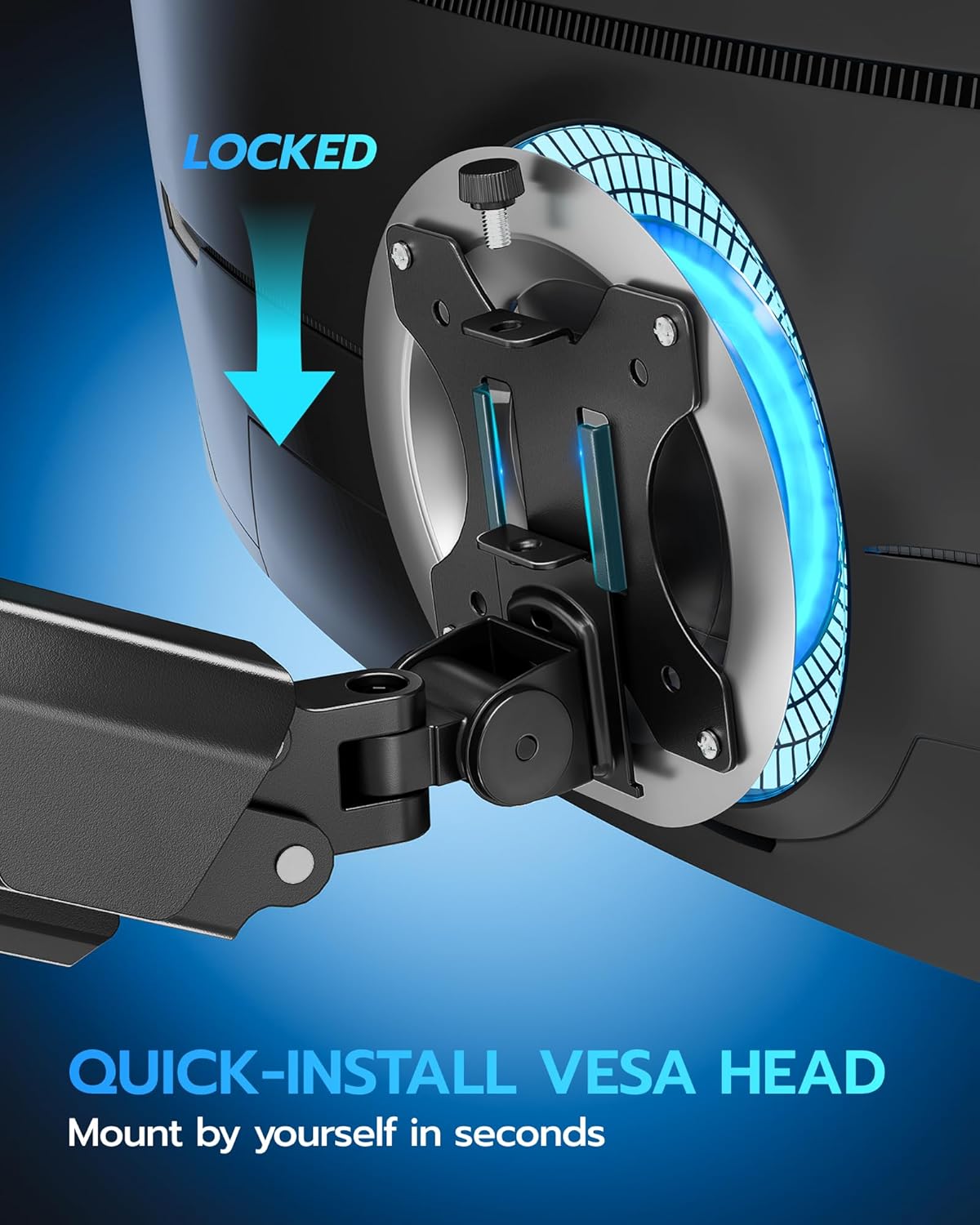 ARES WING Heavy Duty Single Monitor Arm - Fully Adjustable Monitor Mount for 17