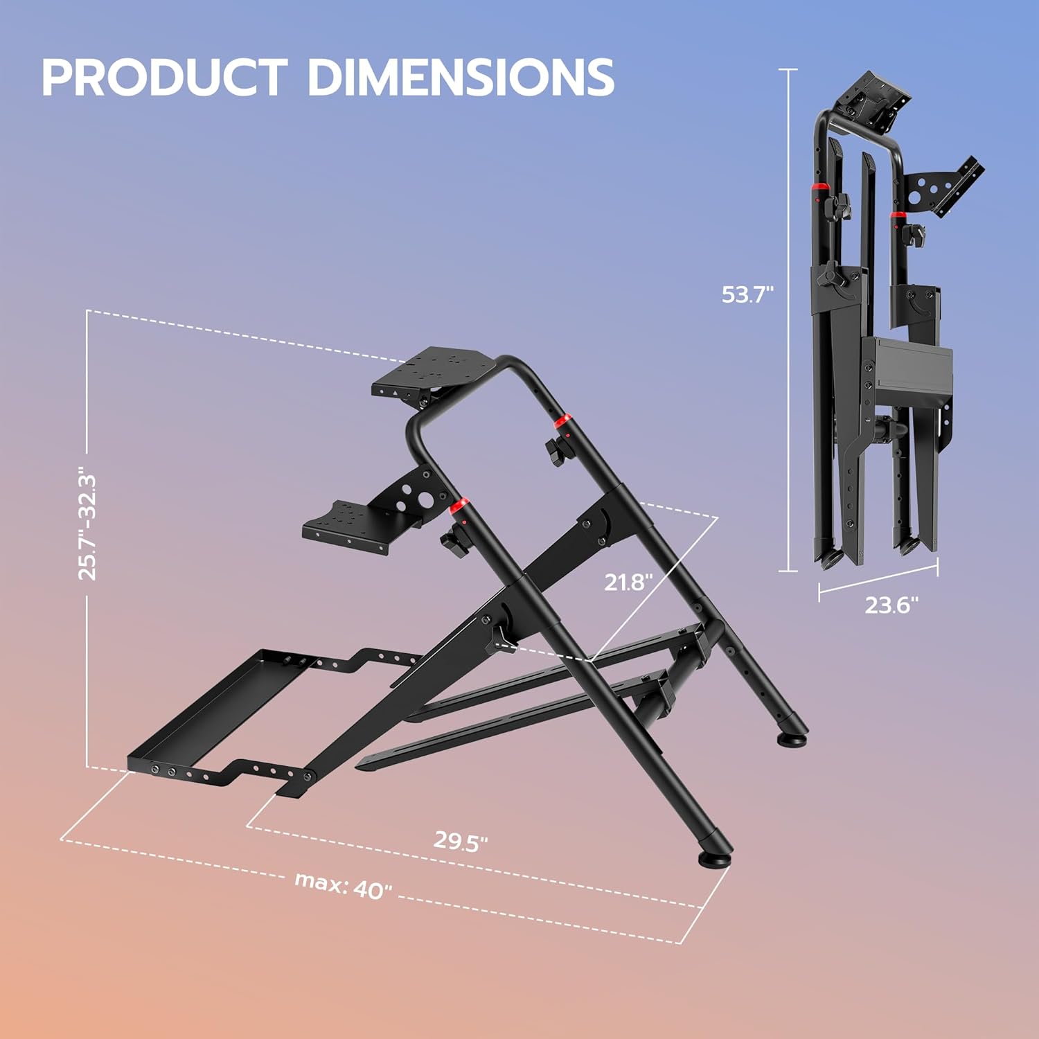 ARES WING Foldable Sim Racing Wheel Stand with Chair Fixing Slot, Formula and GT Racing Simulator Cockpit Compatible with Fanatec, Thrustmaster, Logitech, Moza, Racing Games on PS5, PS4, Xbox and PC