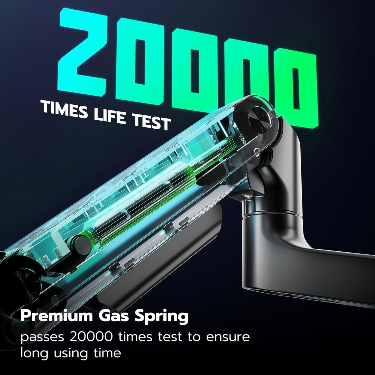 ARES WING Heavy Duty Monitor Arm with USB A/C, Tall Ultrawide Monitor Arm for 17 to 49 Inch Screen, Holds 44 Lbs, Adjustable Gas Spring Desk Mount, Black