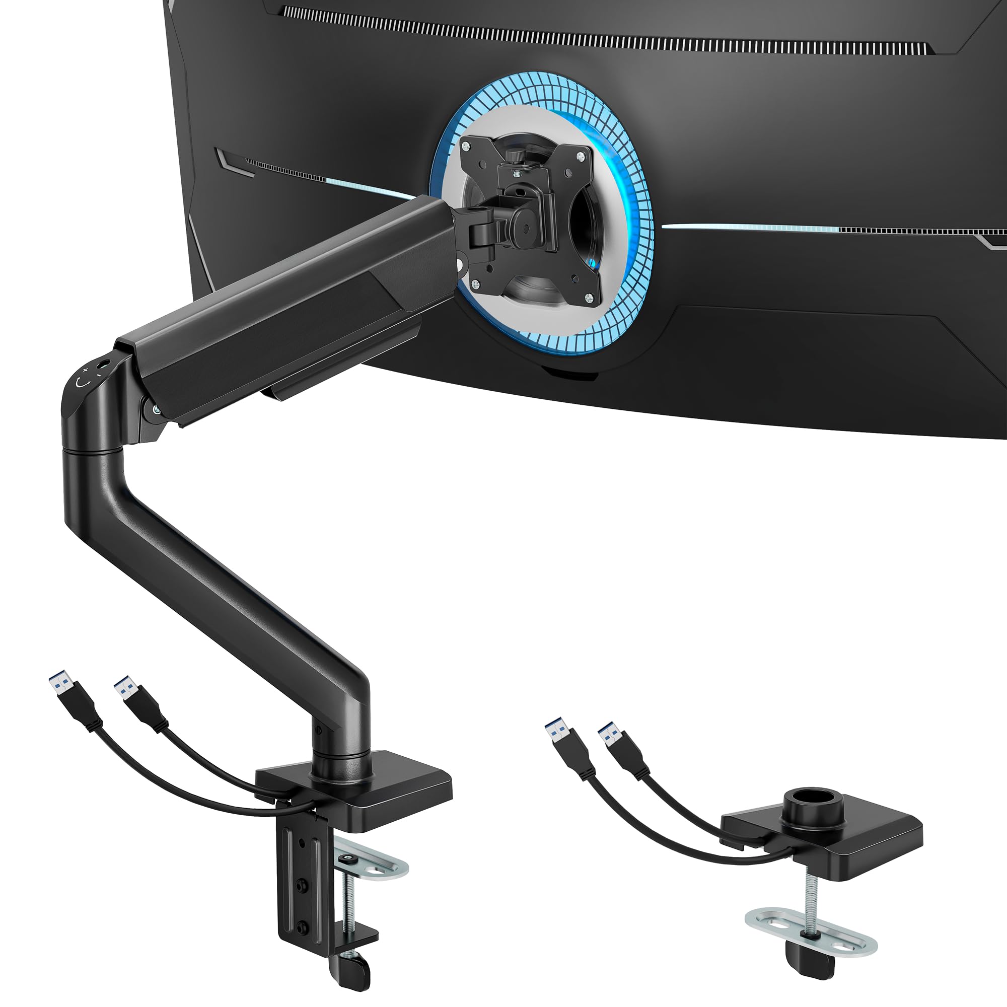 ARES WING Heavy Duty Single Monitor Arm - Fully Adjustable Monitor Mount for 17