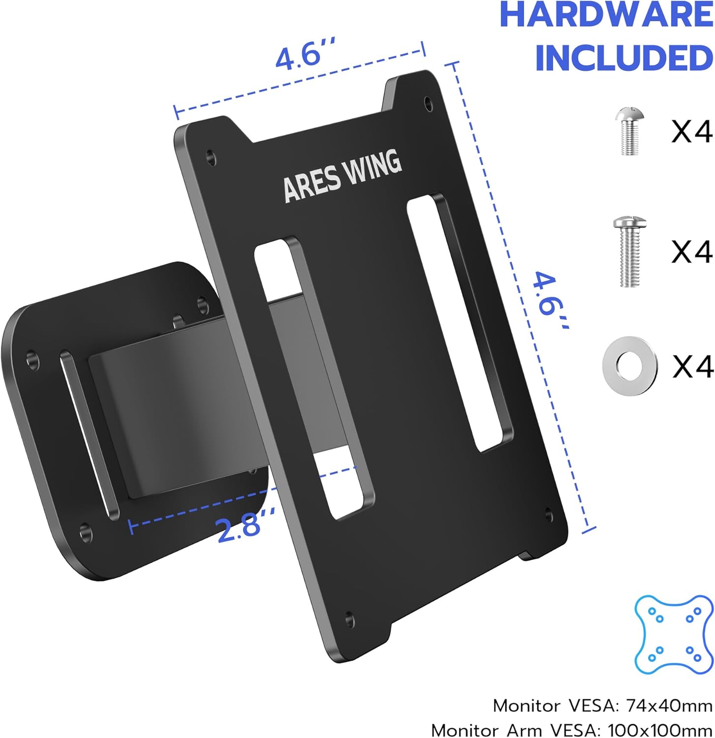 ARES WING Deep Recessed Monitor VESA Adapter Plate, Quick Attach VESA Mount Adapter for Samsung Odyssey Neo G9, G95NA, and Odyssey G9(Not Compatible with OLED Models), VESA 100x100