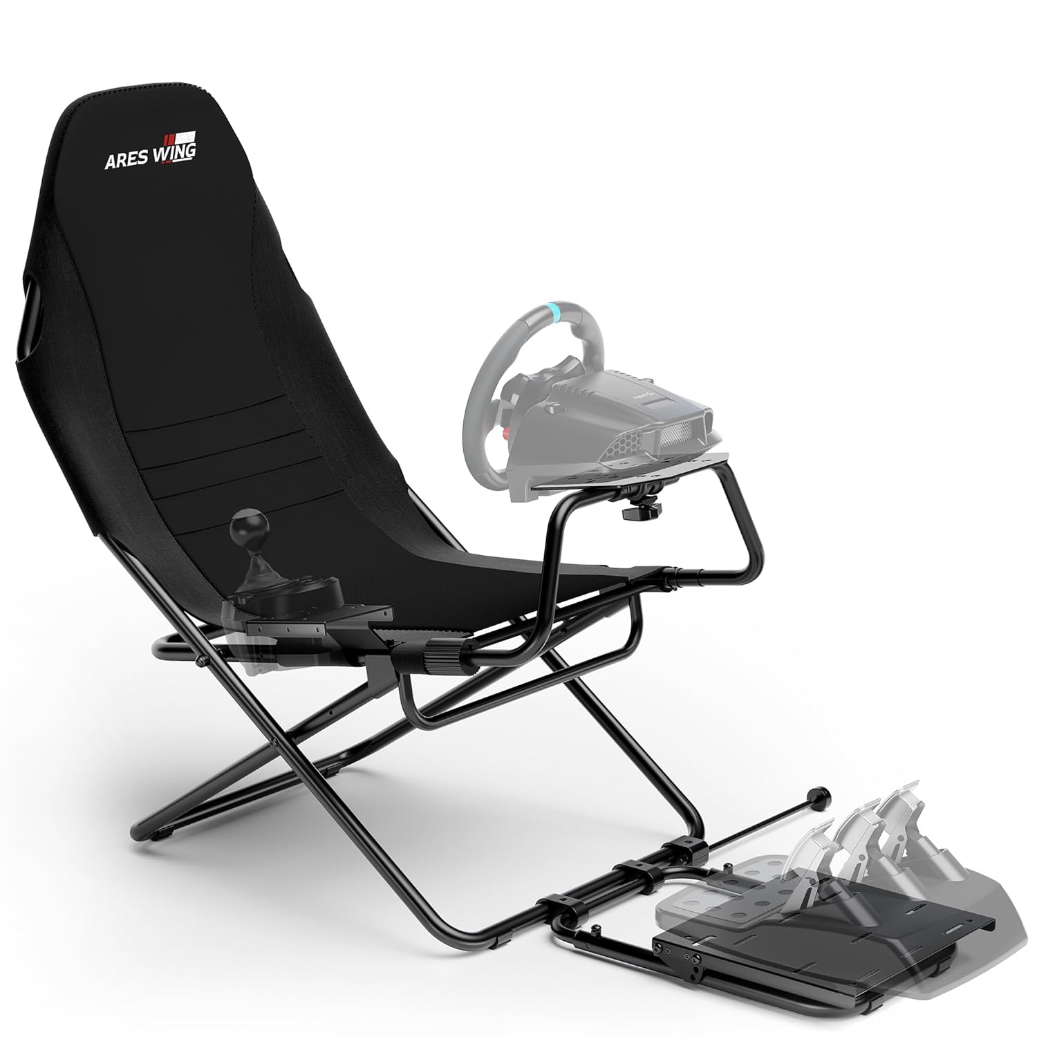 ARES WING Foldable Racing Simulator Cockpit, Racing Wheel Stand with Seat, Formula and GT Sim Driving Simulator Compatible with Fanatec, Thrustmaster, Logitech, Moza Games on PS5, PS4, Xbox and PC