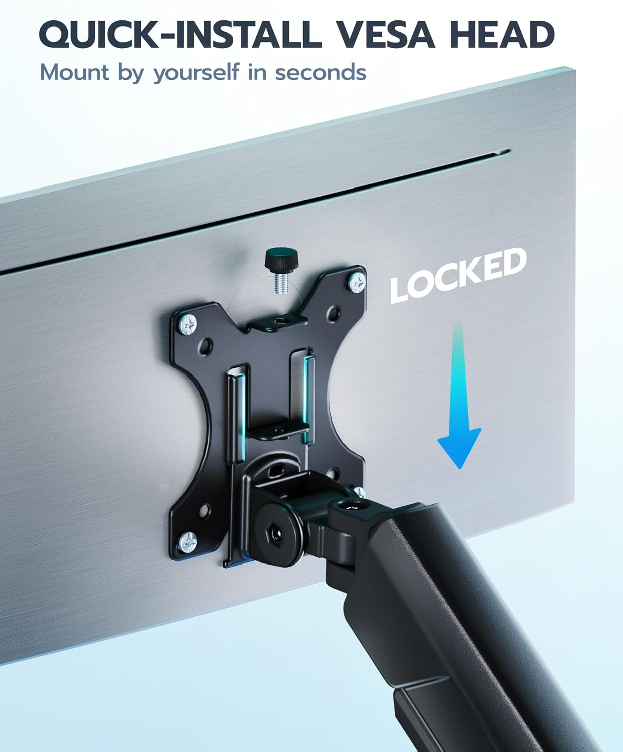 ARES WING Heavy Duty Single Monitor Arm - Fully Adjustable Monitor Mount for 17