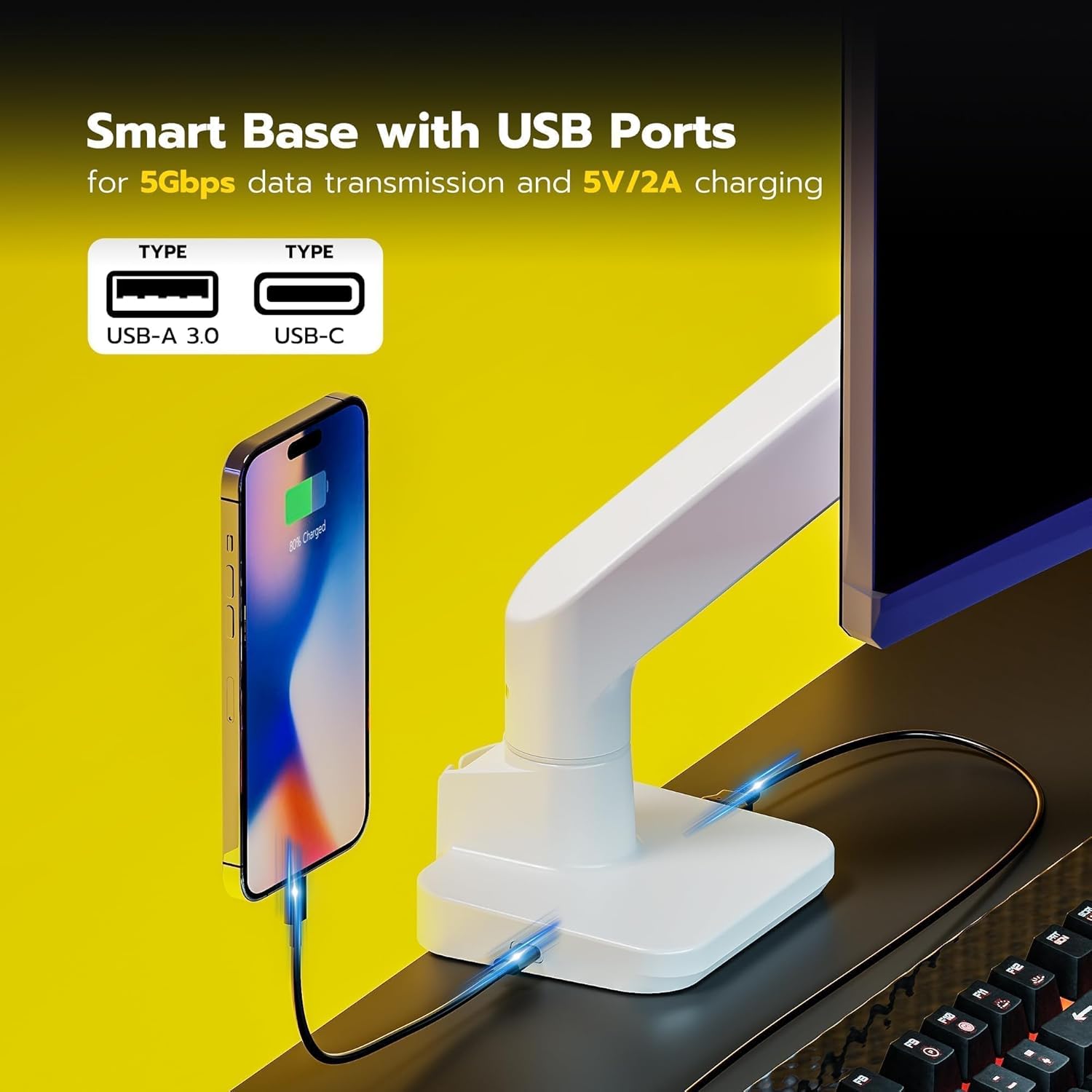 Ultrawide Monitor Arm with USB Ports ARES WING