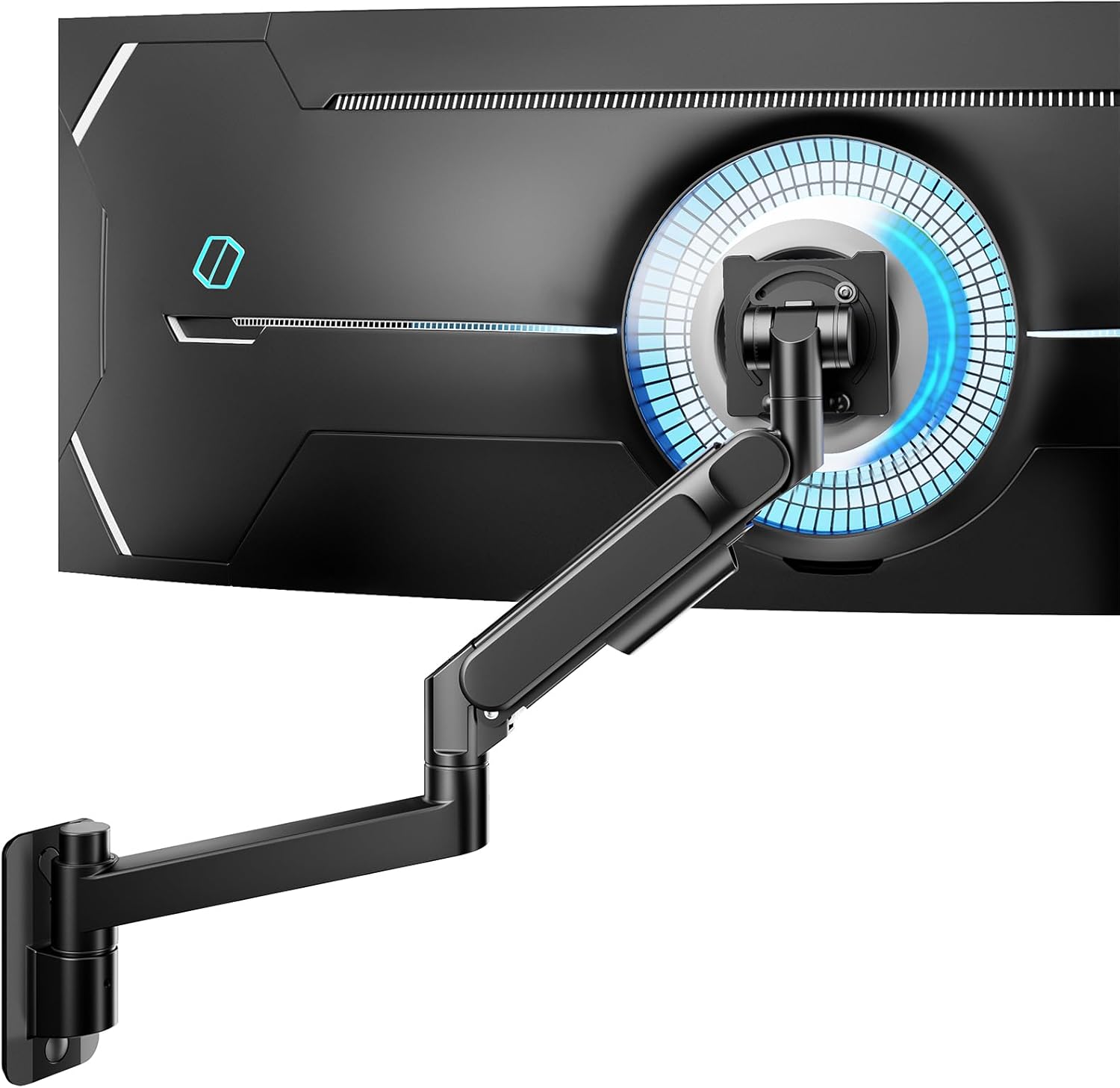 ARES WING Monitor Wall Mount for 24-57 Inch Ultrawide Gaming Screens, Premium Heavy Duty Monitor Arm Holds 60 lbs, Full Motion Gas Spring, Bearing Head for Easy Adjustment, 75/100 VESA Mount, Black