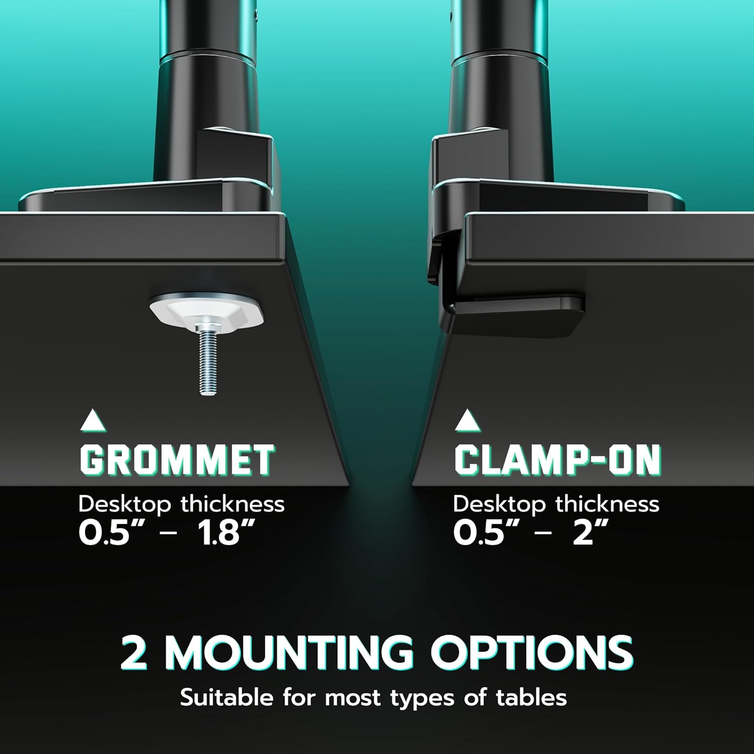 ARES WING Premium Monitor Arm, Ultrawide Monitor Stand up to 57” and 66 Lbs, Gas Sprinq Monitor Mount Height Adjustable and Extension Monitor Stand for Desk Various VESA Mount with Clamp/Grommet Base