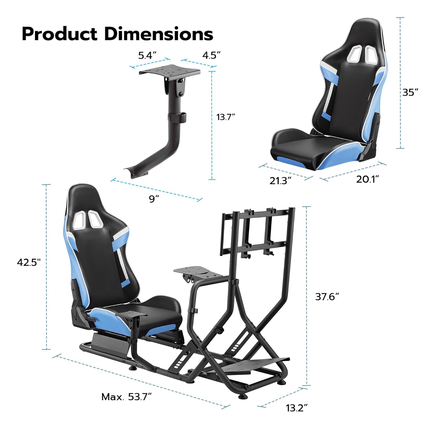 ARES WING Sim Racing Cockpit with Monitor Mount, Wheel Stand with Seat, Simulator Compatible with Fanatec, Thrustmaster, Logitech, Moza Racing Games on PS5, PS4, Xbox and PC