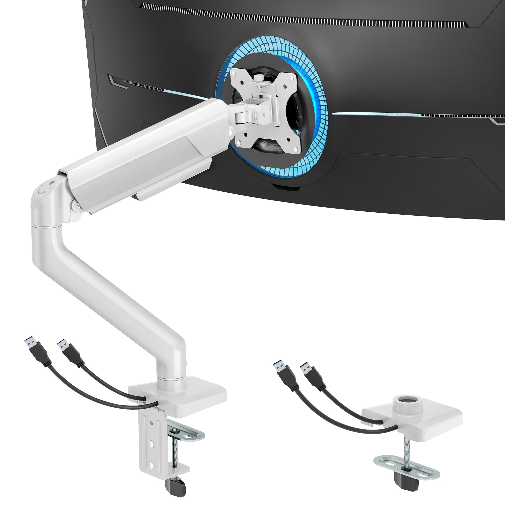 ARES WING Heavy Duty Single Monitor Arm - Fully Adjustable Monitor Mount for 17