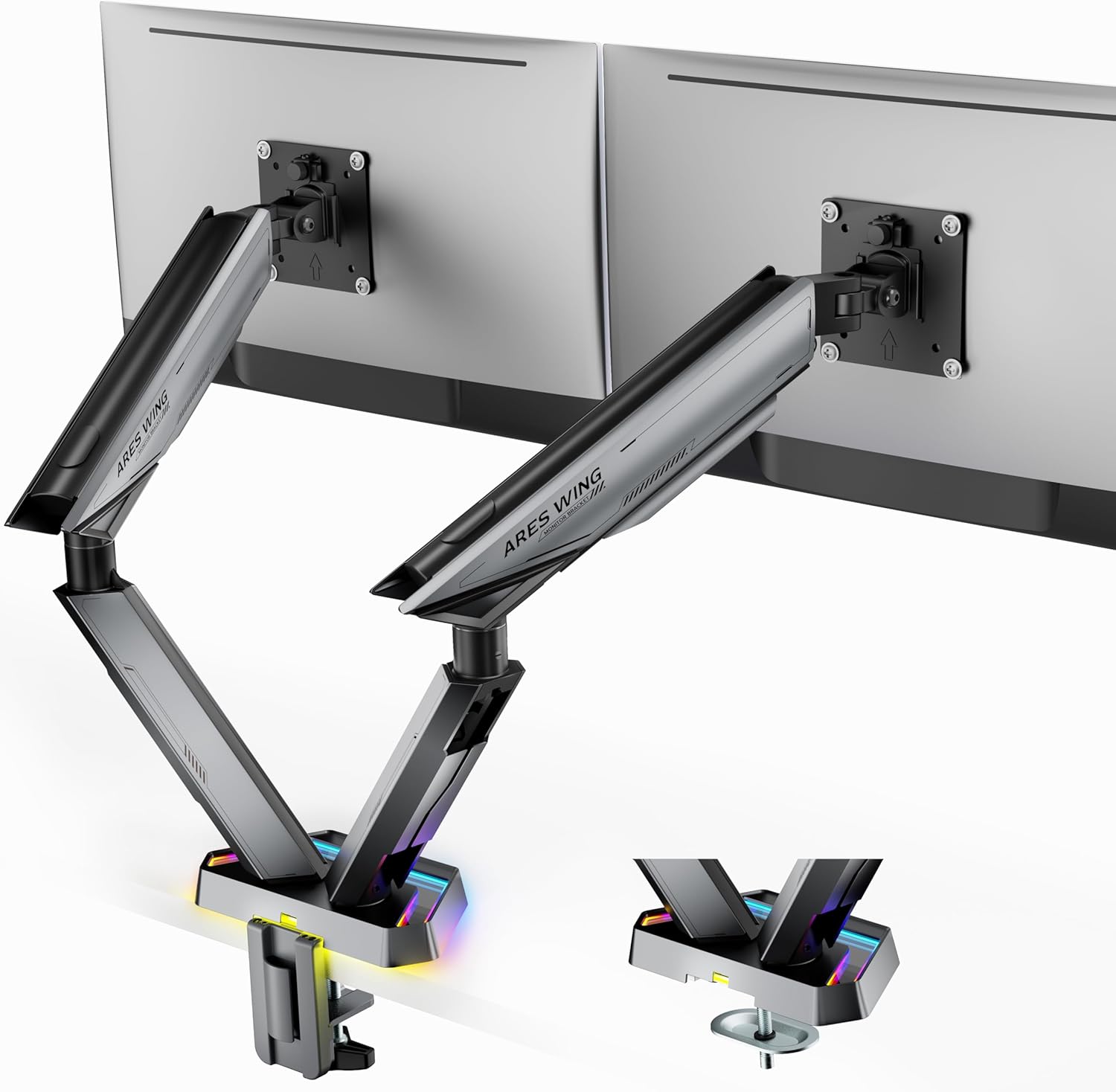 ARES WING RGB Dual Monitor Arm for 17-38