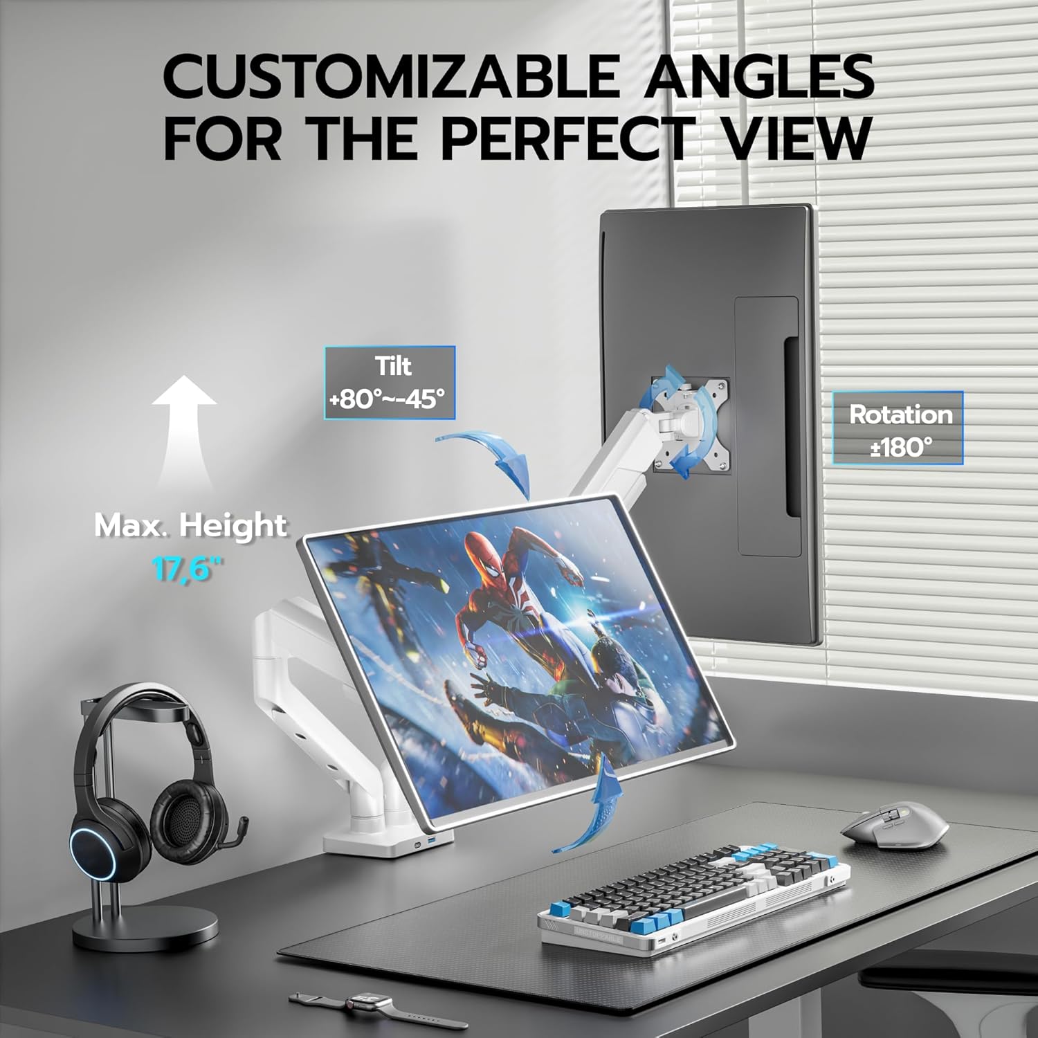 ARES WING | Dual Monitor Mount with USB Ports | GDT1009UC-2WH