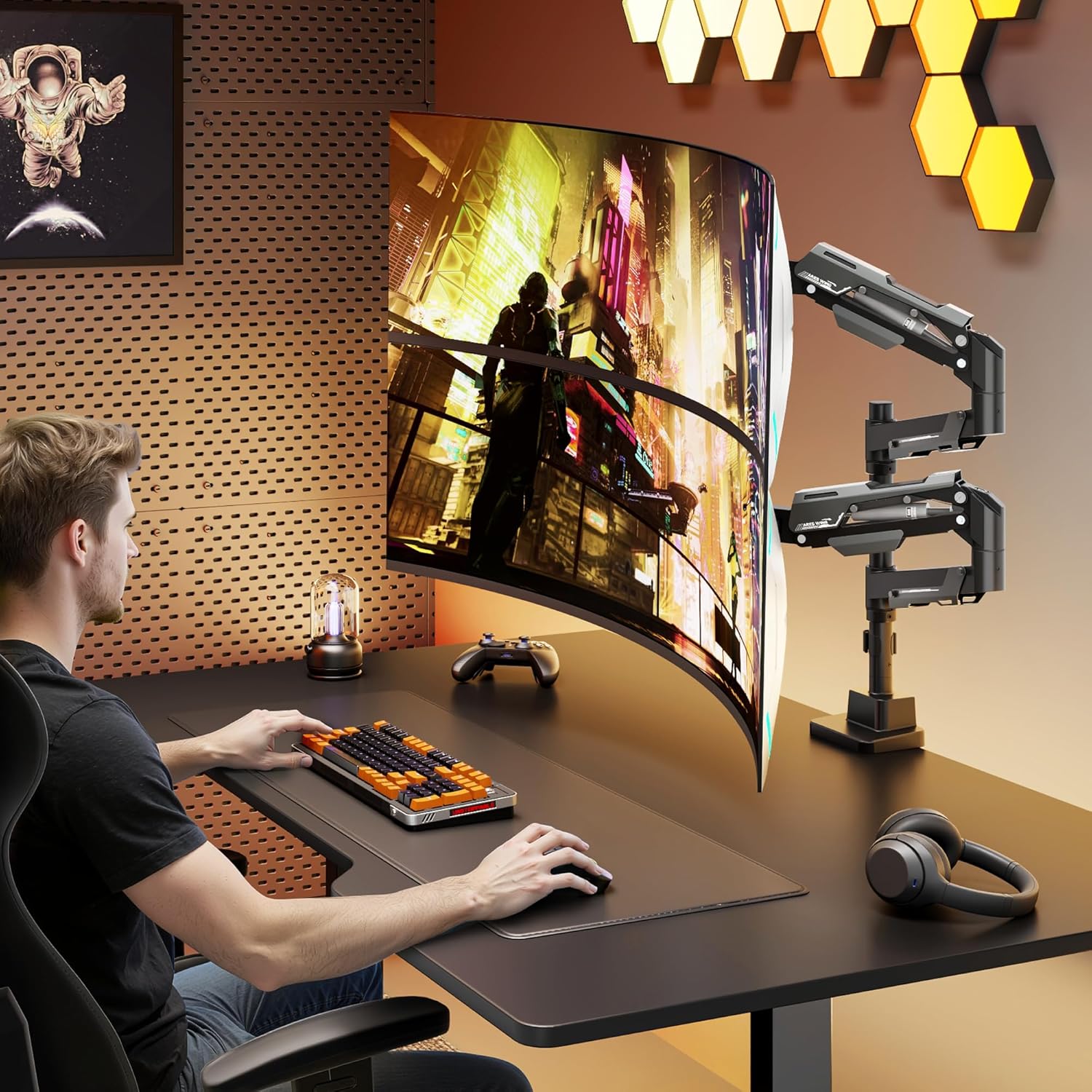 ARES WING Dual Monitor Mount | GDT1006P-2BK
