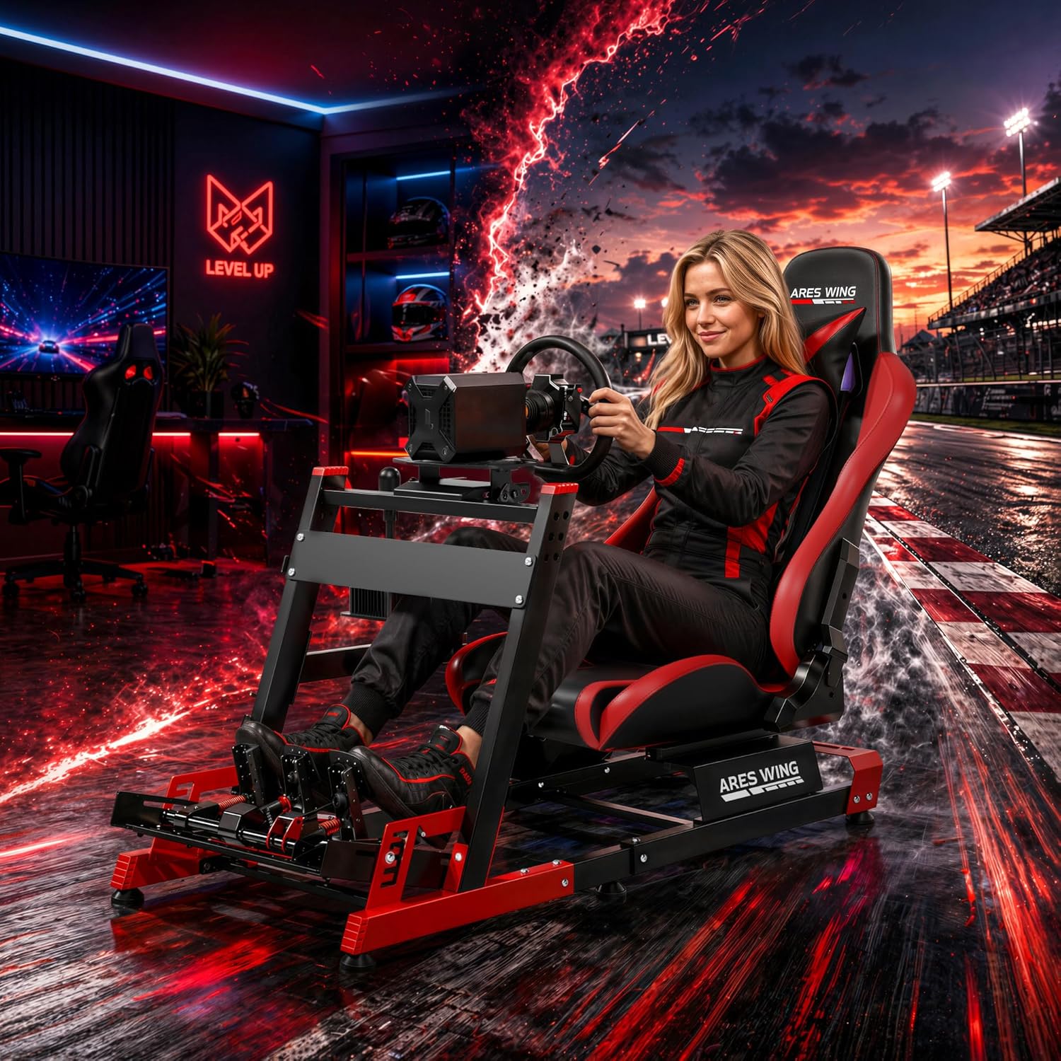 Sim Racing Cockpit with Seat ARES WING