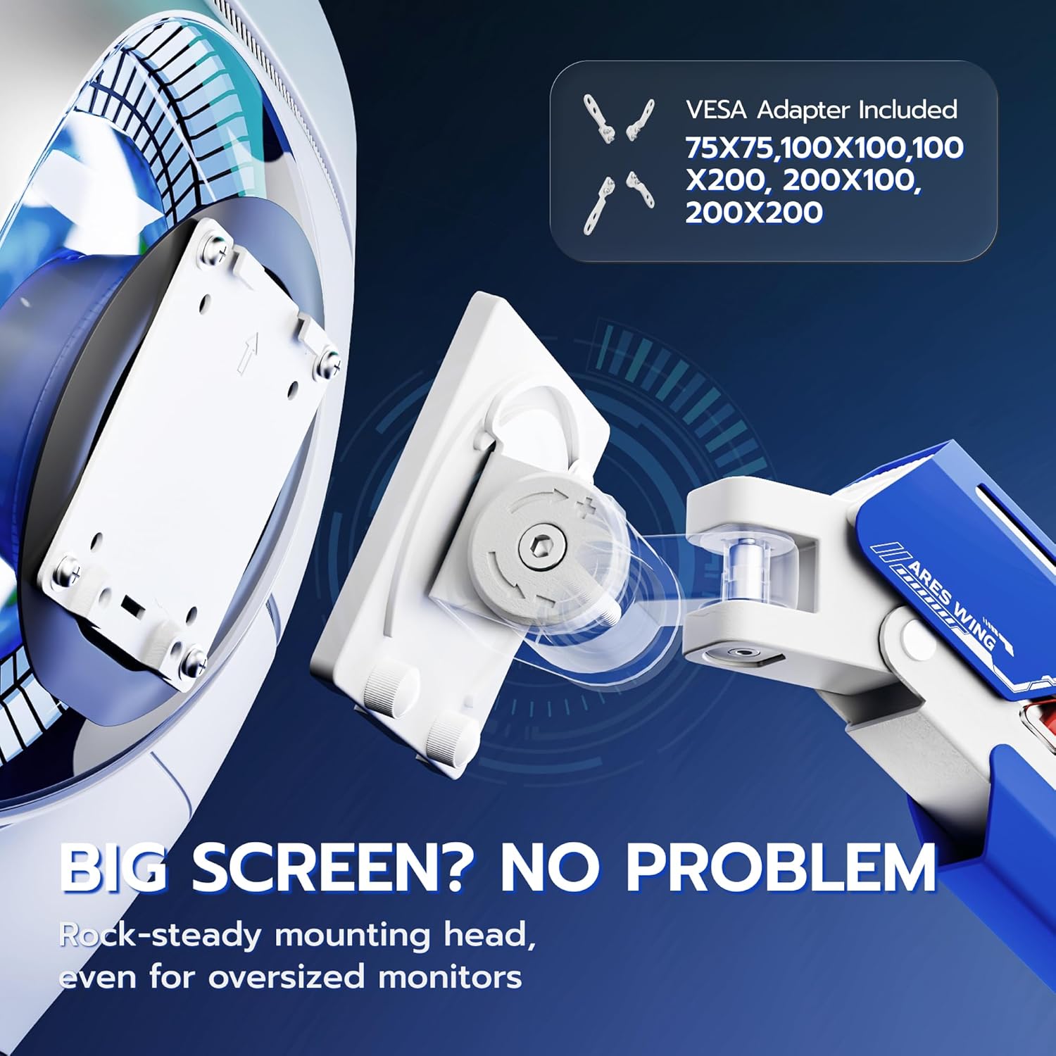 ARES WING Vertical Dual Monitor Mount - 24-57" Aluminum Heavy Duty Monitor Arms for 2 Monitors, Fully Adjustable Gas Spring Stacked Monitor Stand with 75/100/200 Vesa Mount, White