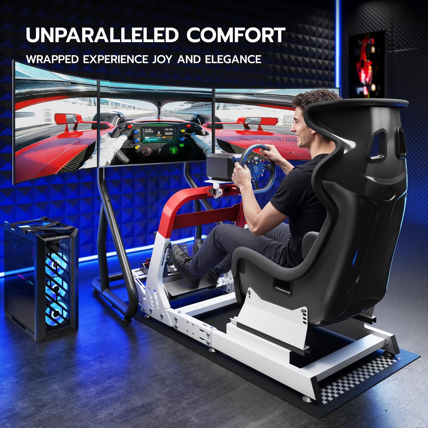 ARES WING Premium Sim Racing Cockpit with Seat, Adjustable Racing Simulator Cockpit for Formula & GT Style, Heavy Duty Sim Rig Cockpit Compatible with Fanatec, Thrustmaster, Logitech,Moza & SIMAGIC