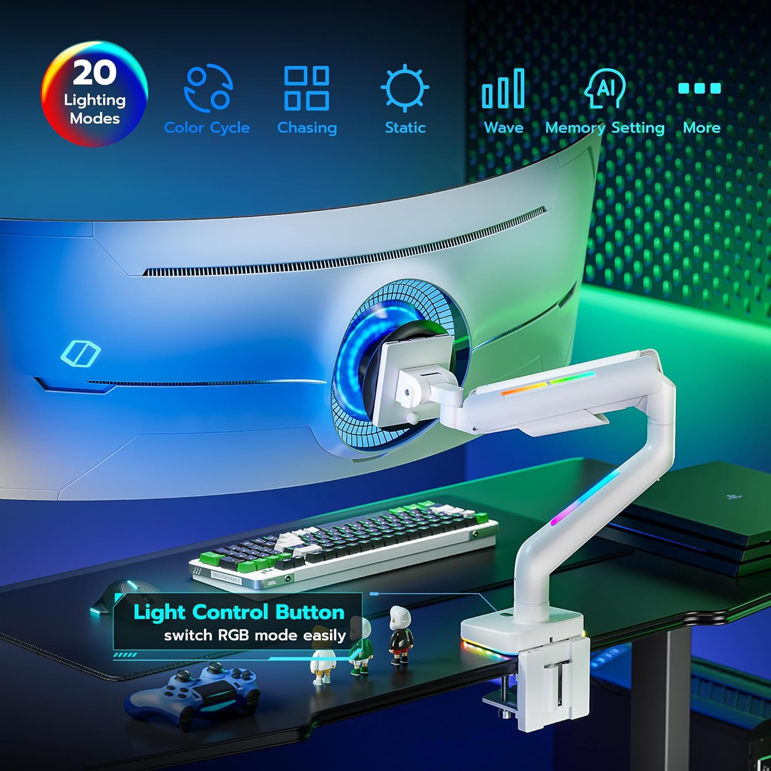 RGB Ultrawide Single Monitor arm ARES WING