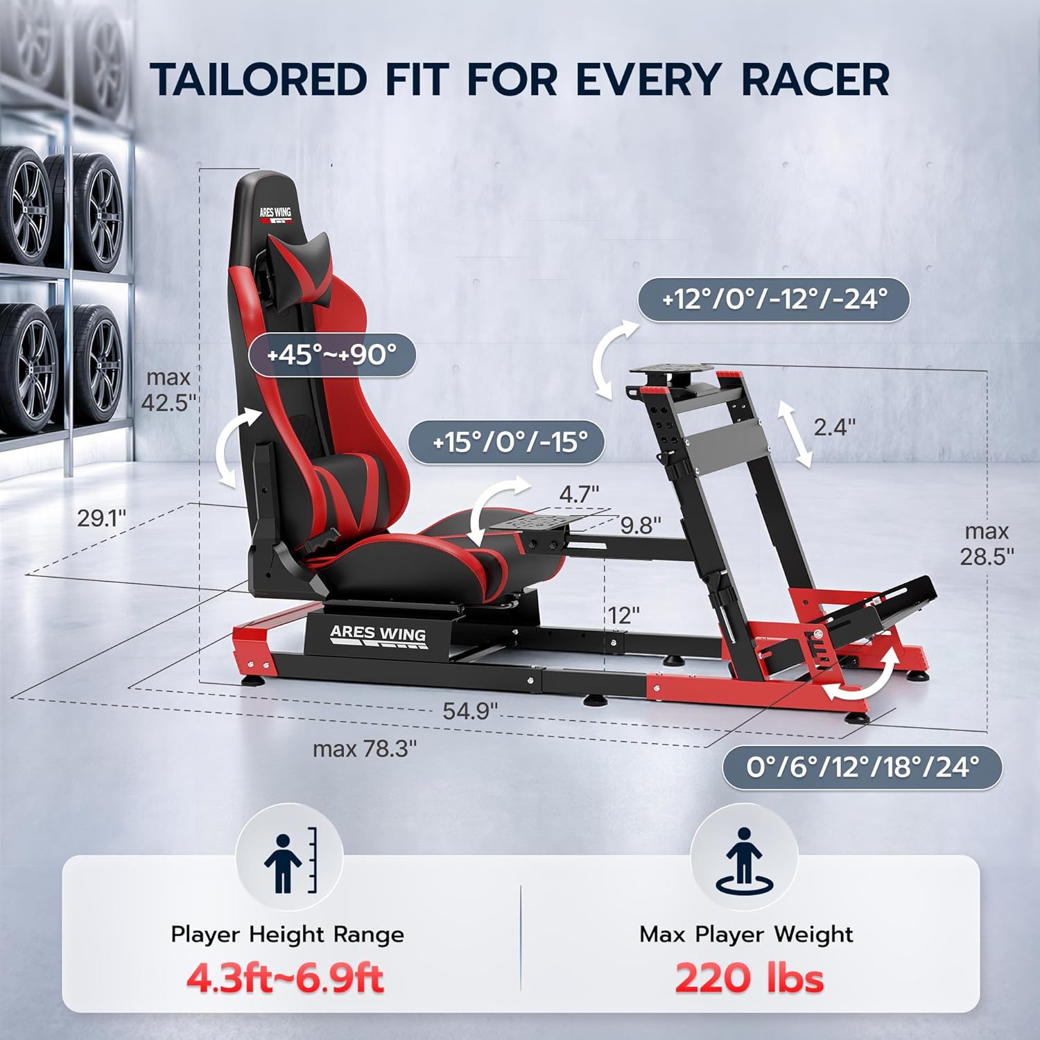 Sim Racing Cockpit with Seat ARES WING
