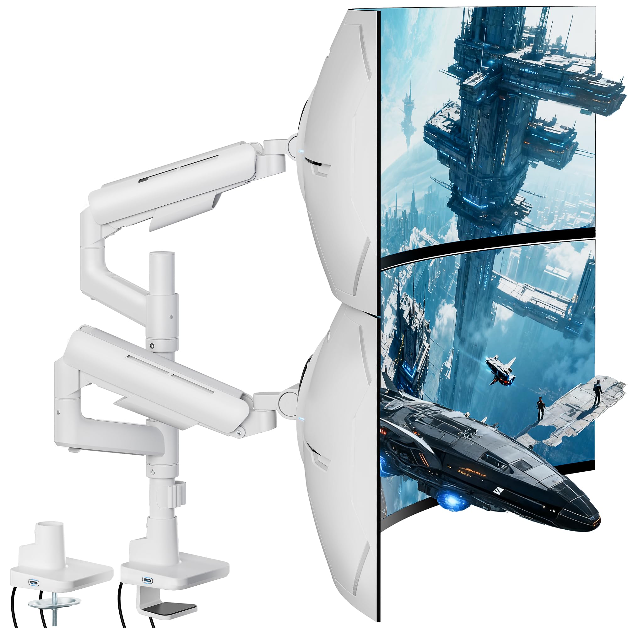 Dual Monitor Arm Desk Mount with USB ARES WING
