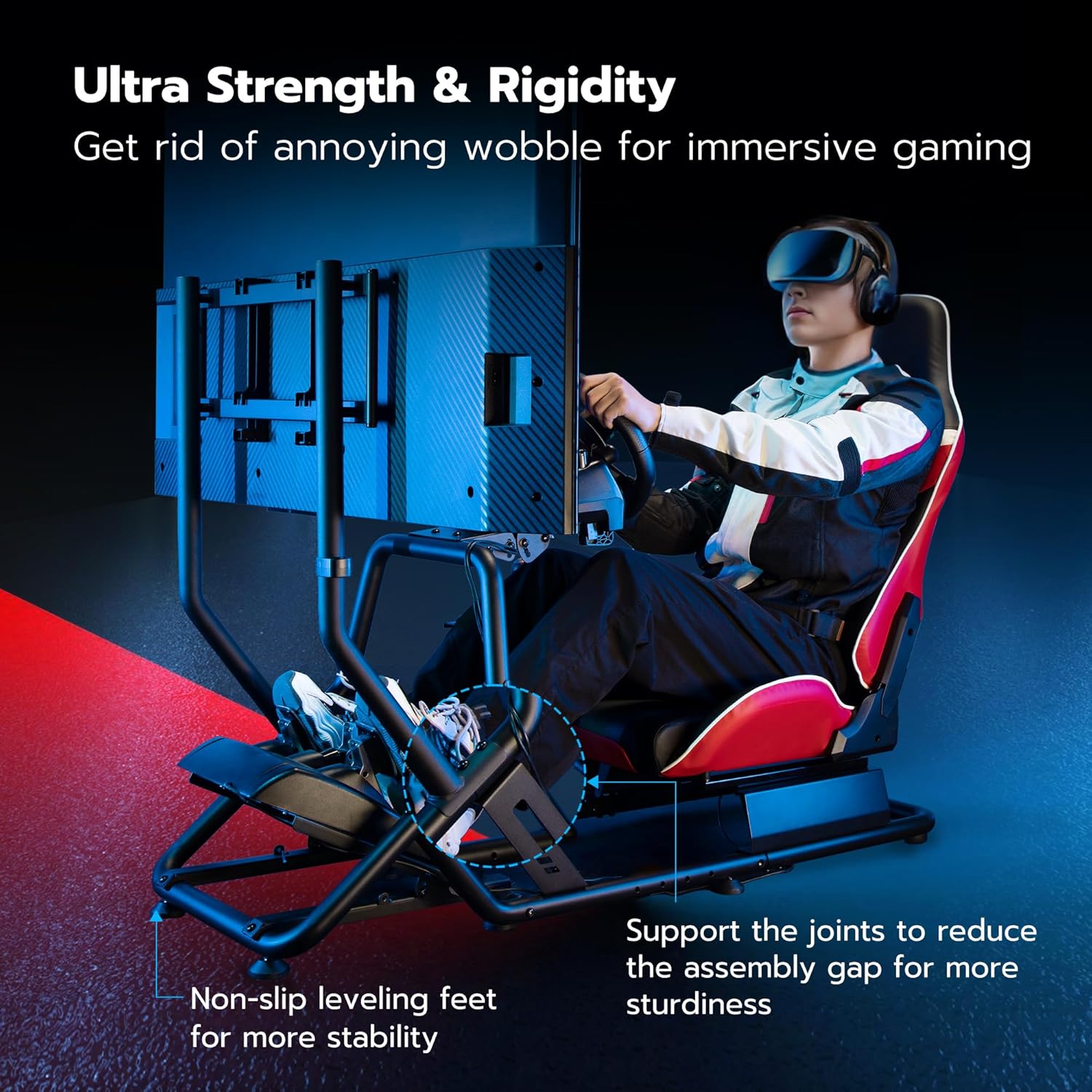 ARES WING Racing Simulator Cockpit with Monitor Mount and Seat, Formula and GT Sim Racing Cockpit Compatible with Fanatec, Thrustmaster, Logitech, Moza Racing Games on PS5, PS4, Xbox and PC