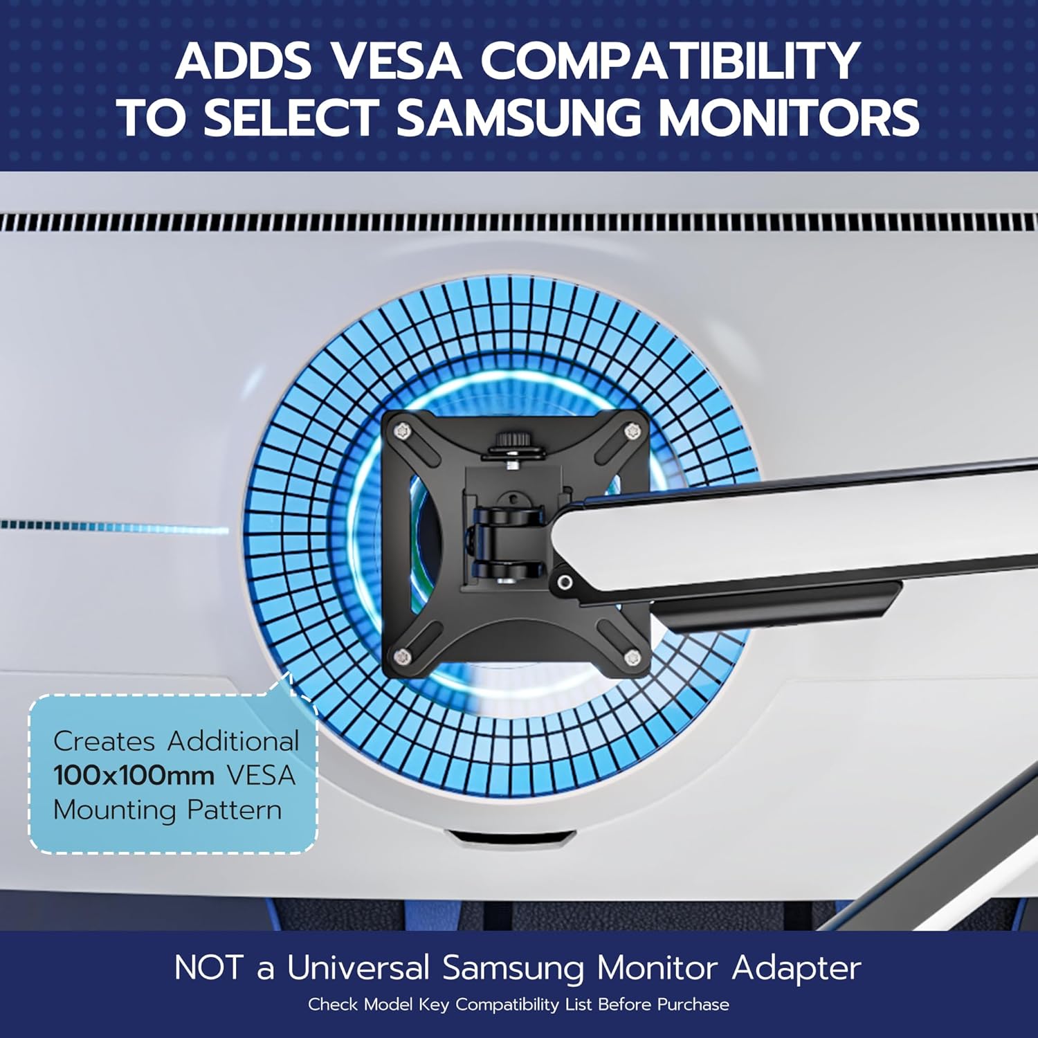 ARES WING Deep Recessed Monitor VESA Adapter Plate, Quick Attach VESA Mount Adapter for Samsung Odyssey Neo G9, G95NA, and Odyssey G9(Not Compatible with OLED Models), VESA 100x100