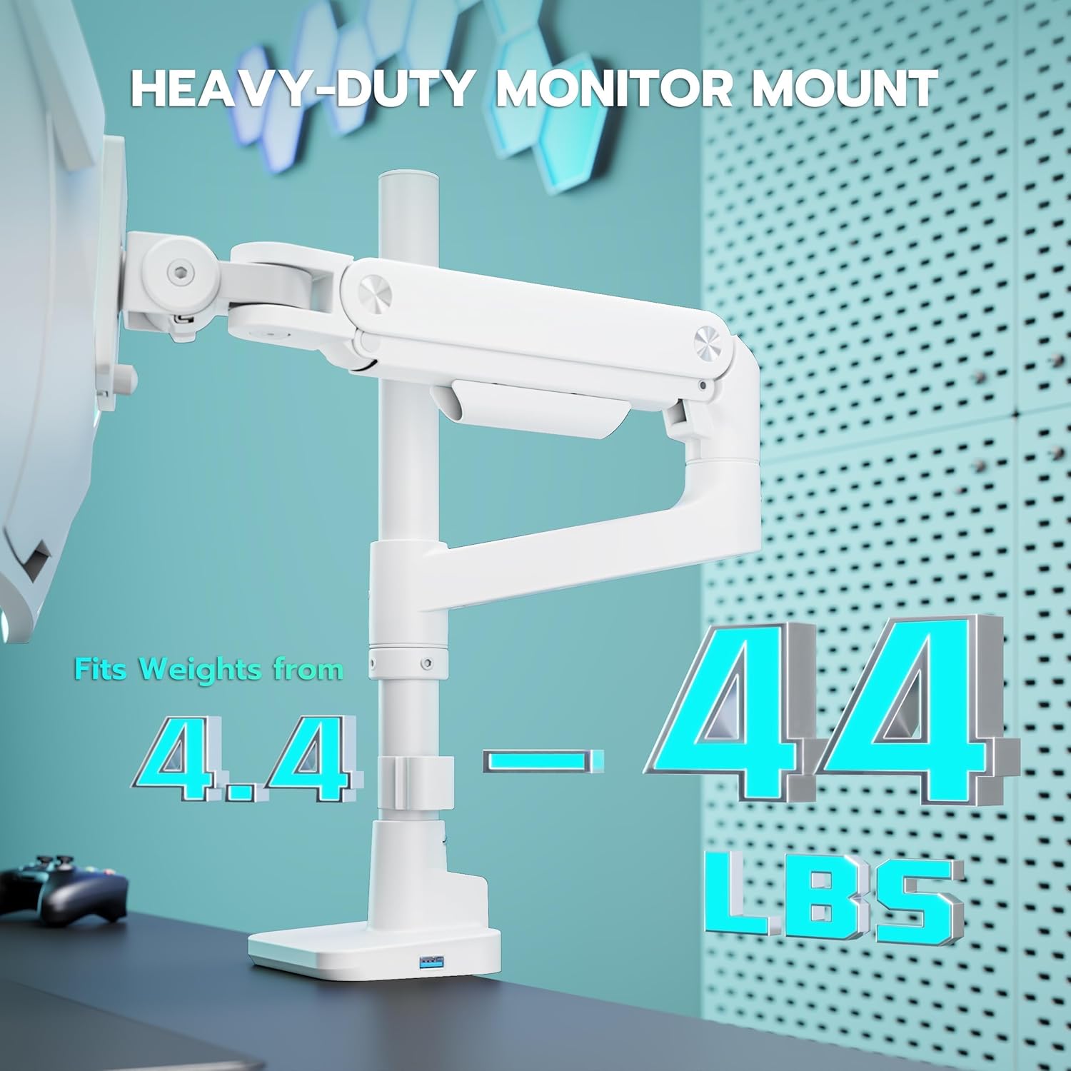 Heavy Duty Monitor Arm with USB Ports ARES WING
