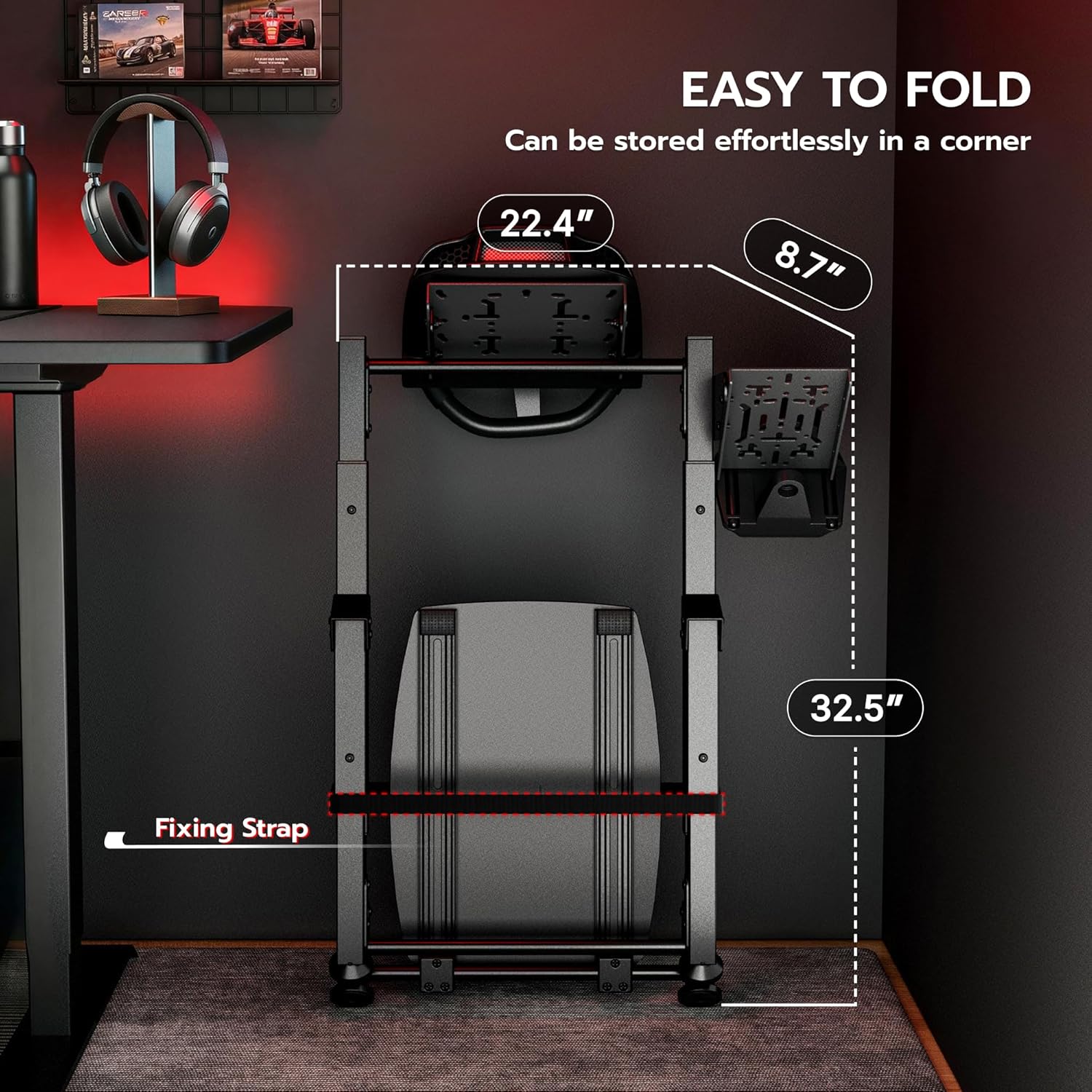 ARES WING Racing Wheel Stand, Racing Simulator Cockpit with Steering Wheel Shifter Pedal Mount, Foldable Sim Racing Cockpit Compatible with Logitech G29 G920 G923, Fanatec, Thrustmaster, Moza, Simagic