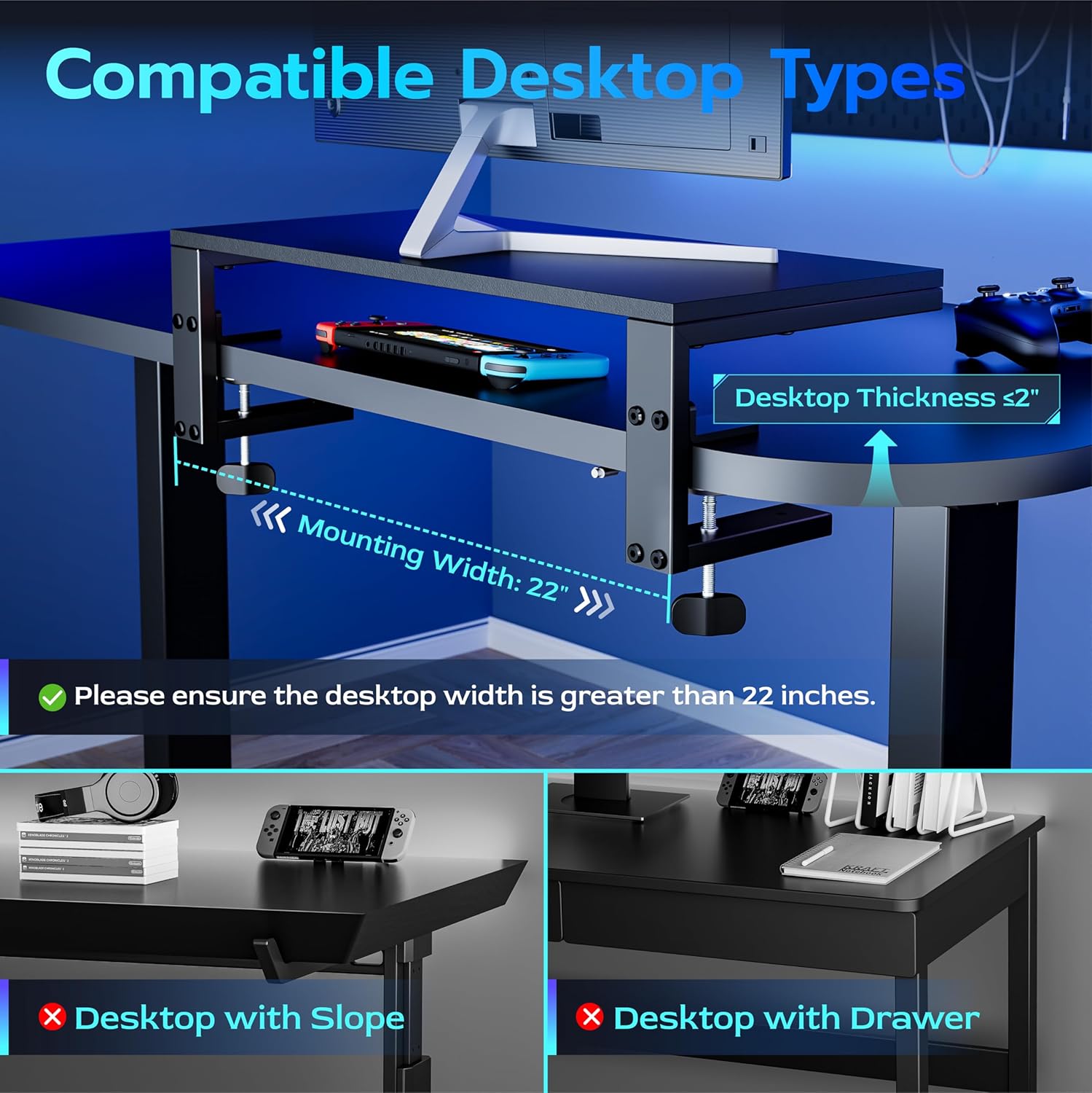 22 inches Desk Extender Shelf, 22
