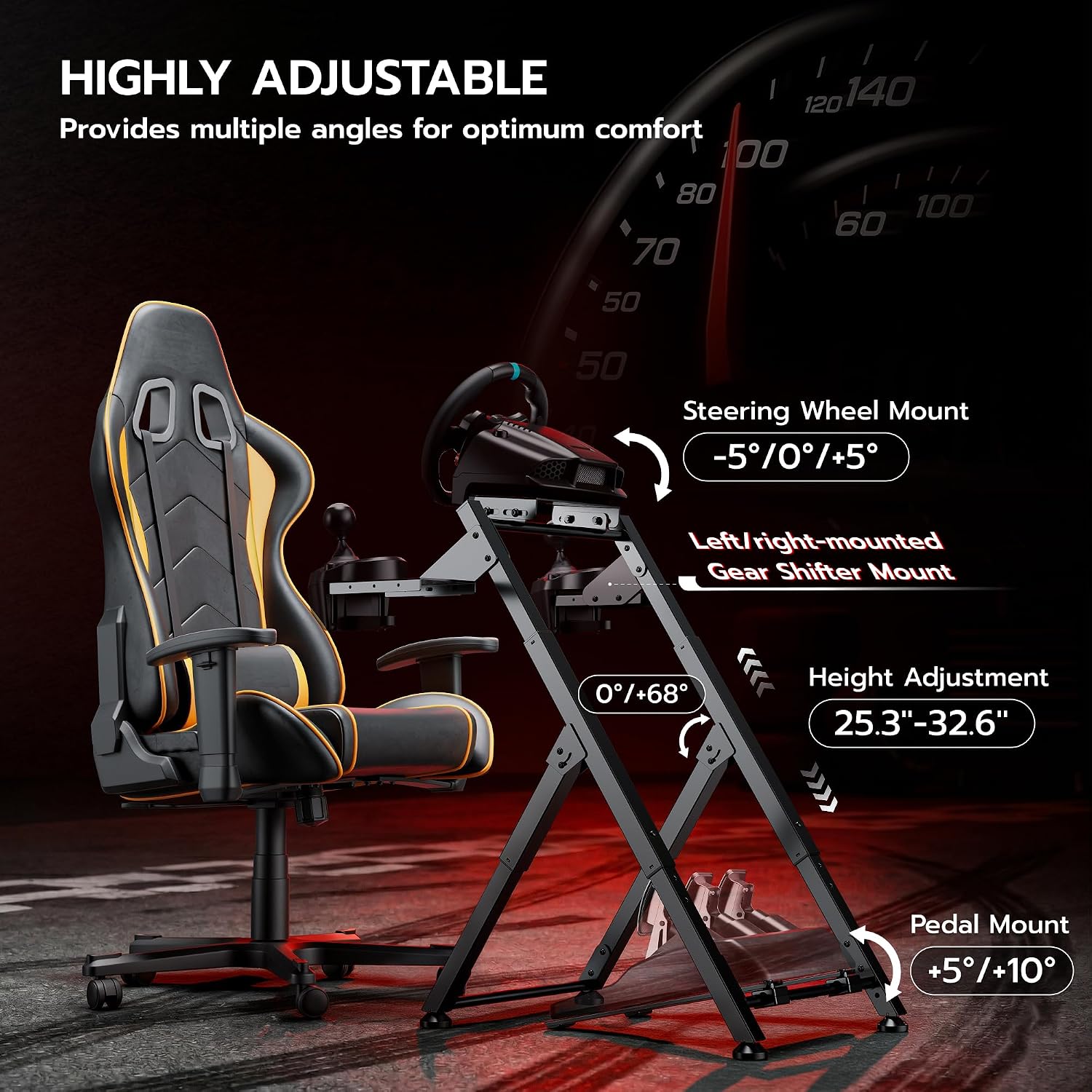 ARES WING Racing Wheel Stand, Racing Simulator Cockpit with Steering Wheel Shifter Pedal Mount, Foldable Sim Racing Cockpit Compatible with Logitech G29 G920 G923, Fanatec, Thrustmaster, Moza, Simagic