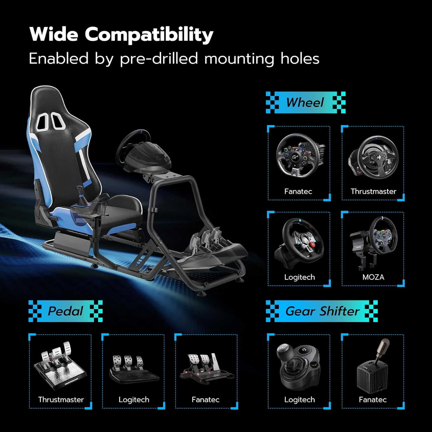 ARES WING Sim Racing Cockpit, Racing Wheel Stand with Seat, Formula and GT Racing Simulator Cockpit Compatible with Fanatec, Thrustmaster, Logitech, Moza Racing Games on PS5, PS4, Xbox and PC