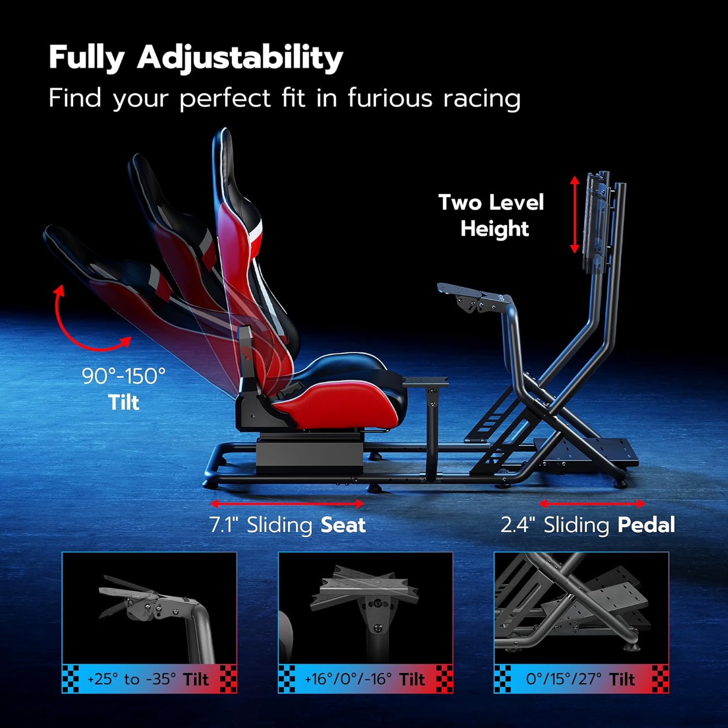 ARES WING Racing Simulator Cockpit with Monitor Mount and Seat, Formula and GT Sim Racing Cockpit Compatible with Fanatec, Thrustmaster, Logitech, Moza Racing Games on PS5, PS4, Xbox and PC